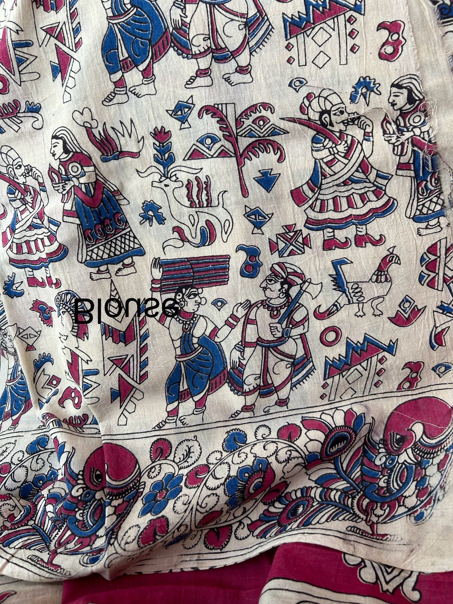 Kalamkari Malmal Cotton Saree with Blouse