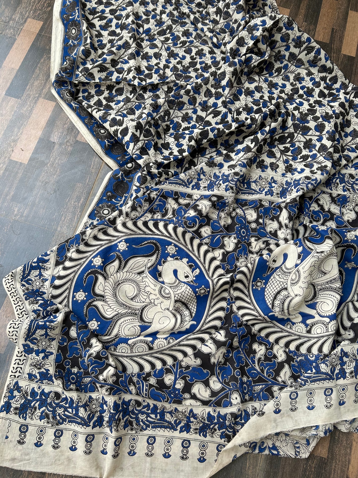 Kalamkari Malmal Cotton Saree with blouse