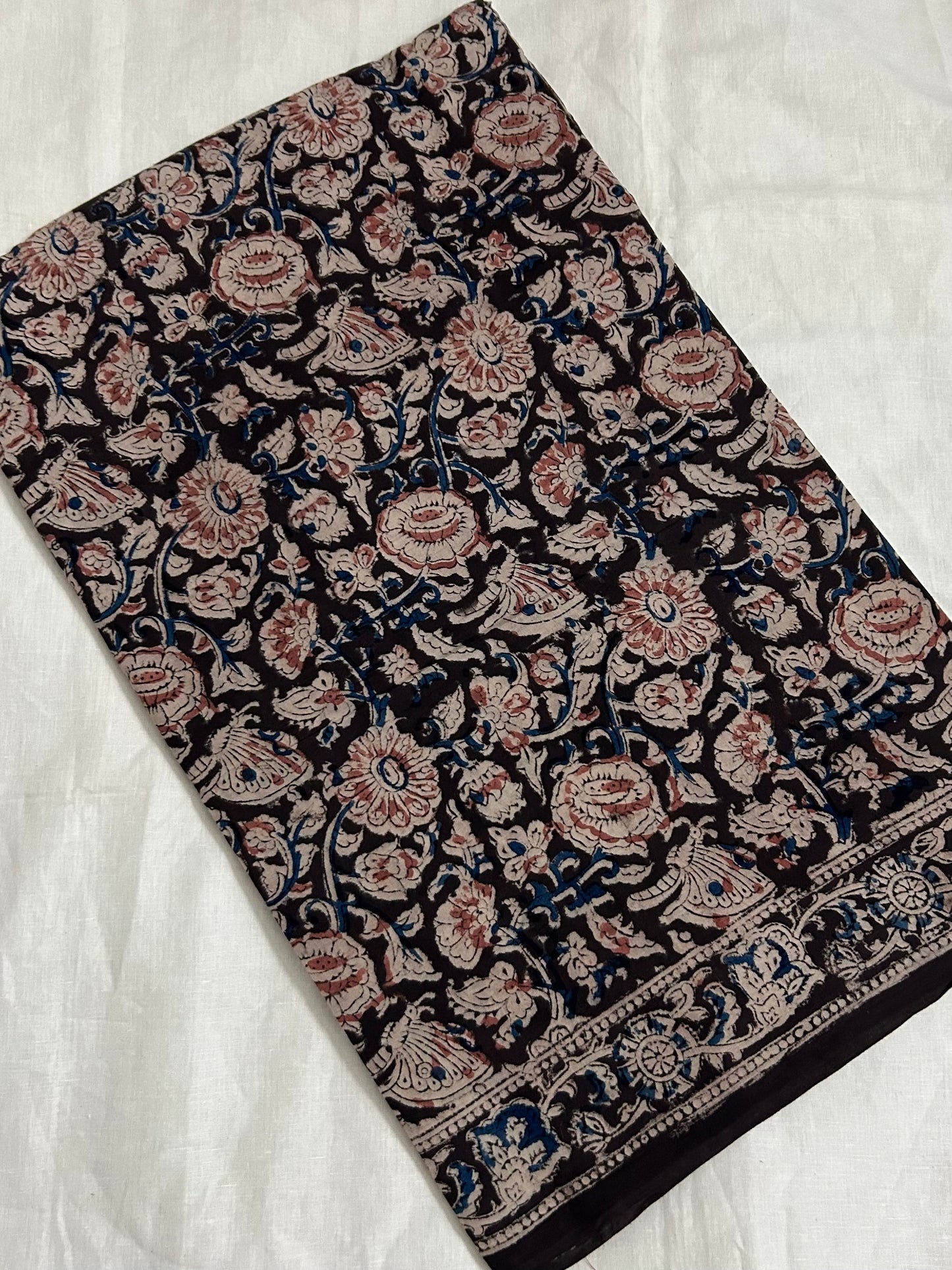 Kalamkari Malmal cotton saree with blouse