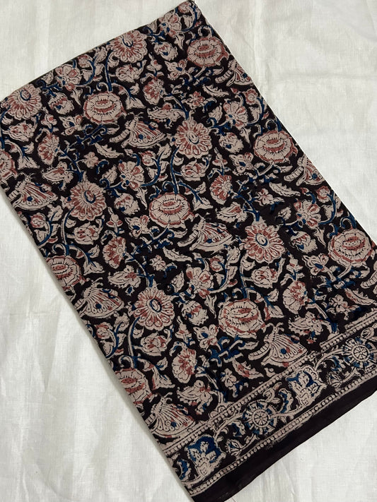 Kalamkari Malmal cotton saree with blouse