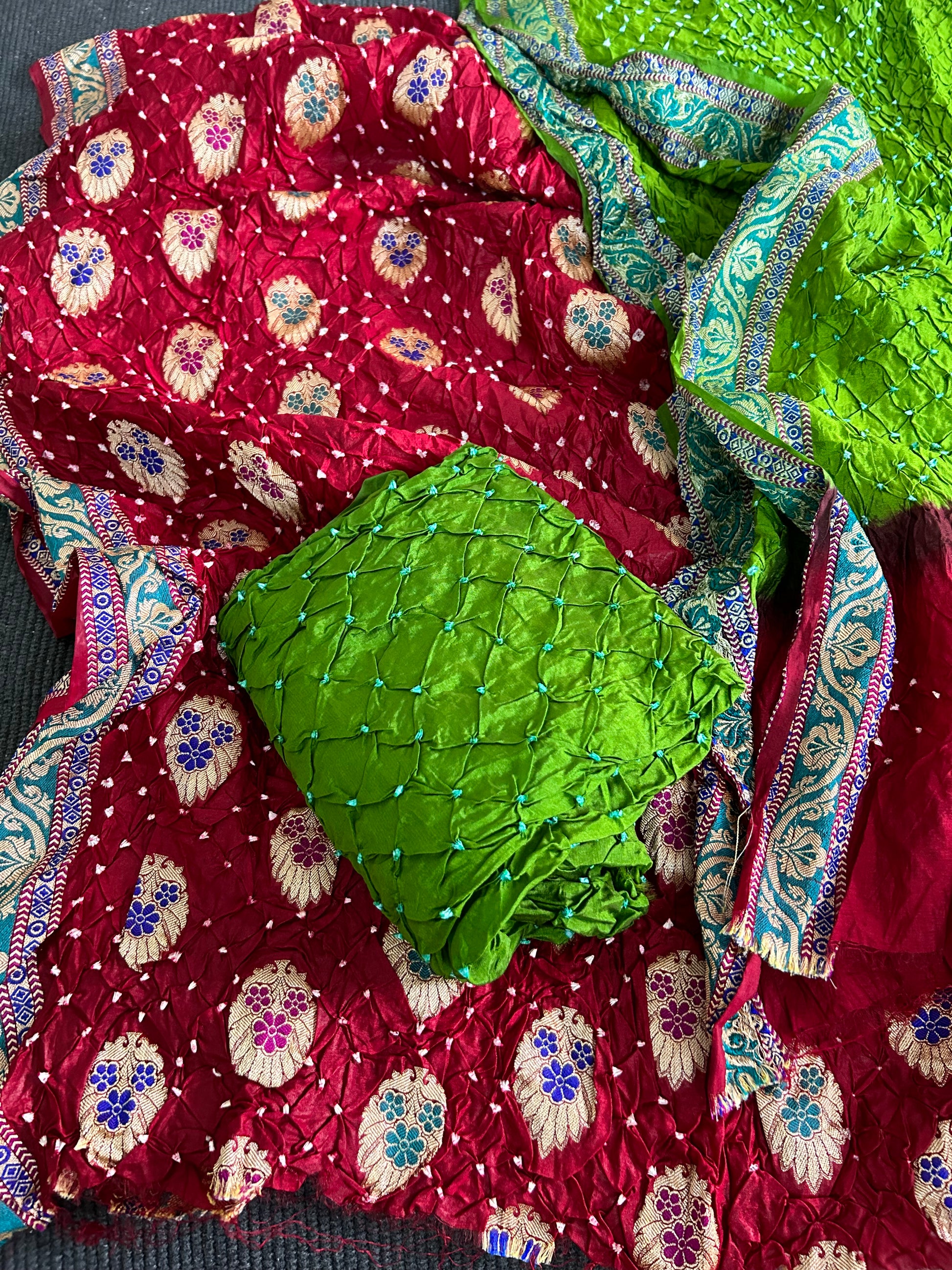 Gadwal Silk Bandhej Dress Material
