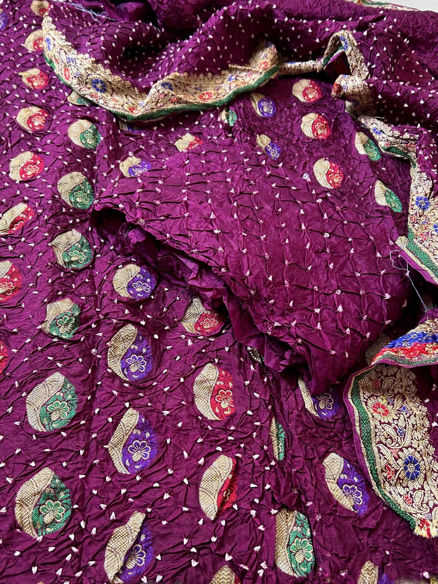 Gadwal Silk Bandhej Dress Material