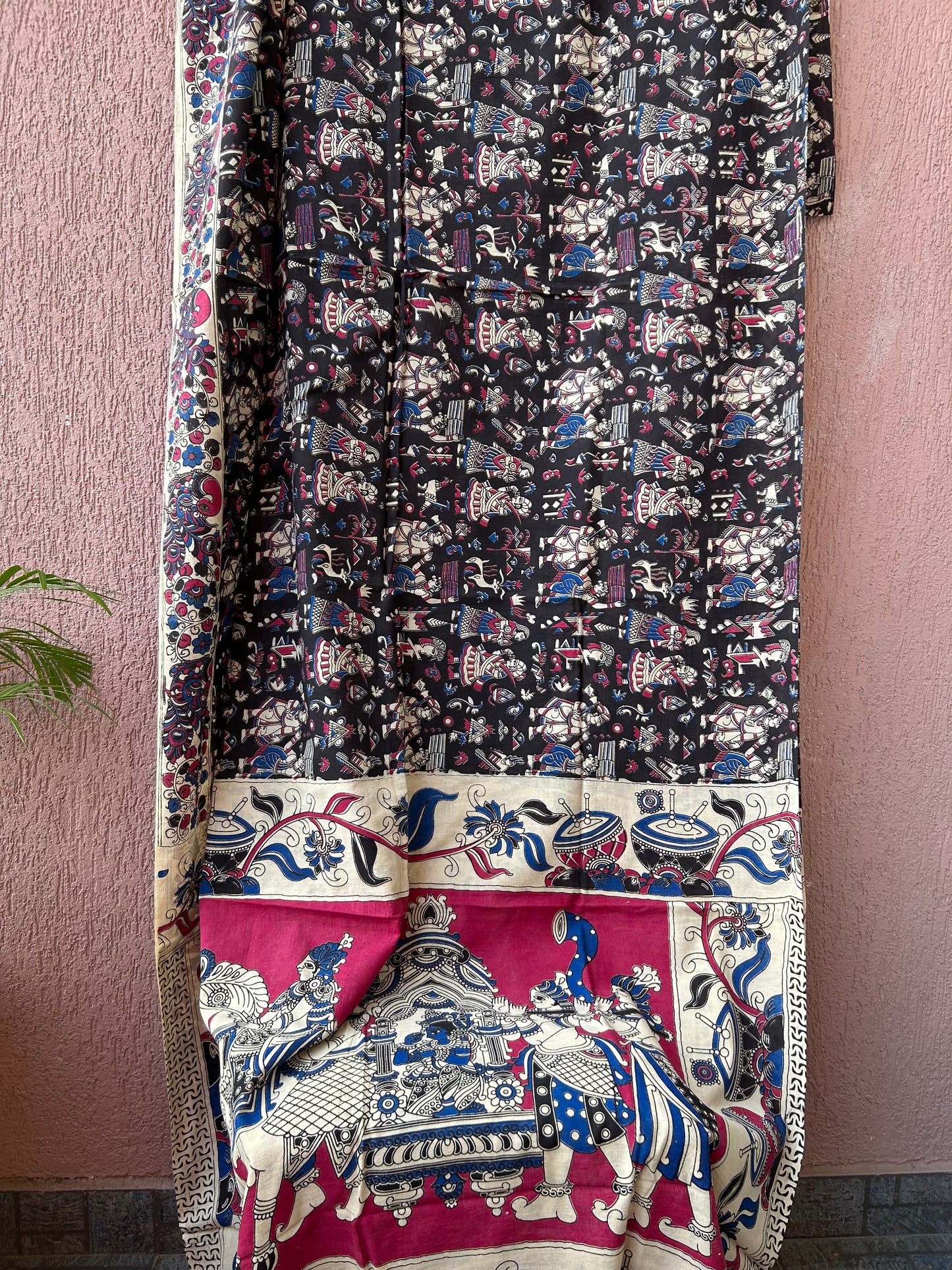 Kalamkari Malmal Cotton Saree with Blouse