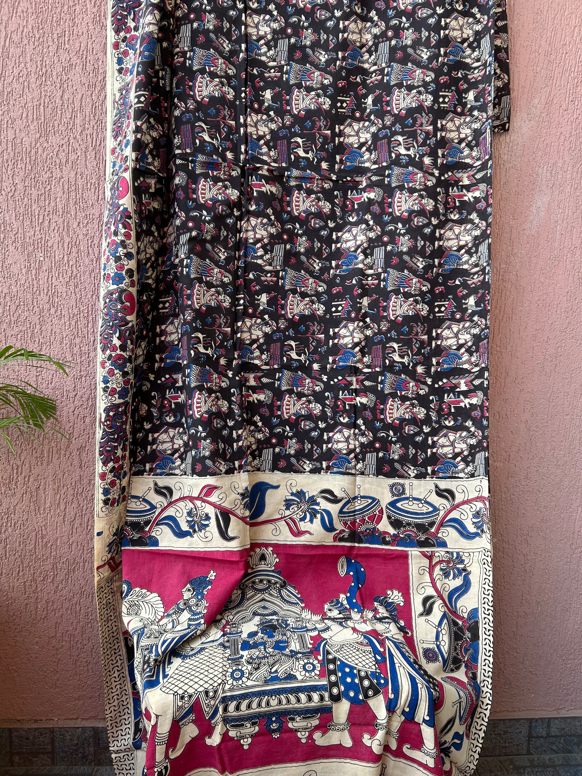 Kalamkari Malmal Cotton Saree with Blouse