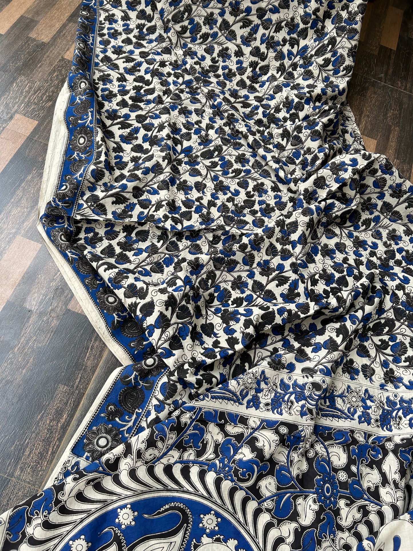 Kalamkari Malmal Cotton Saree with blouse