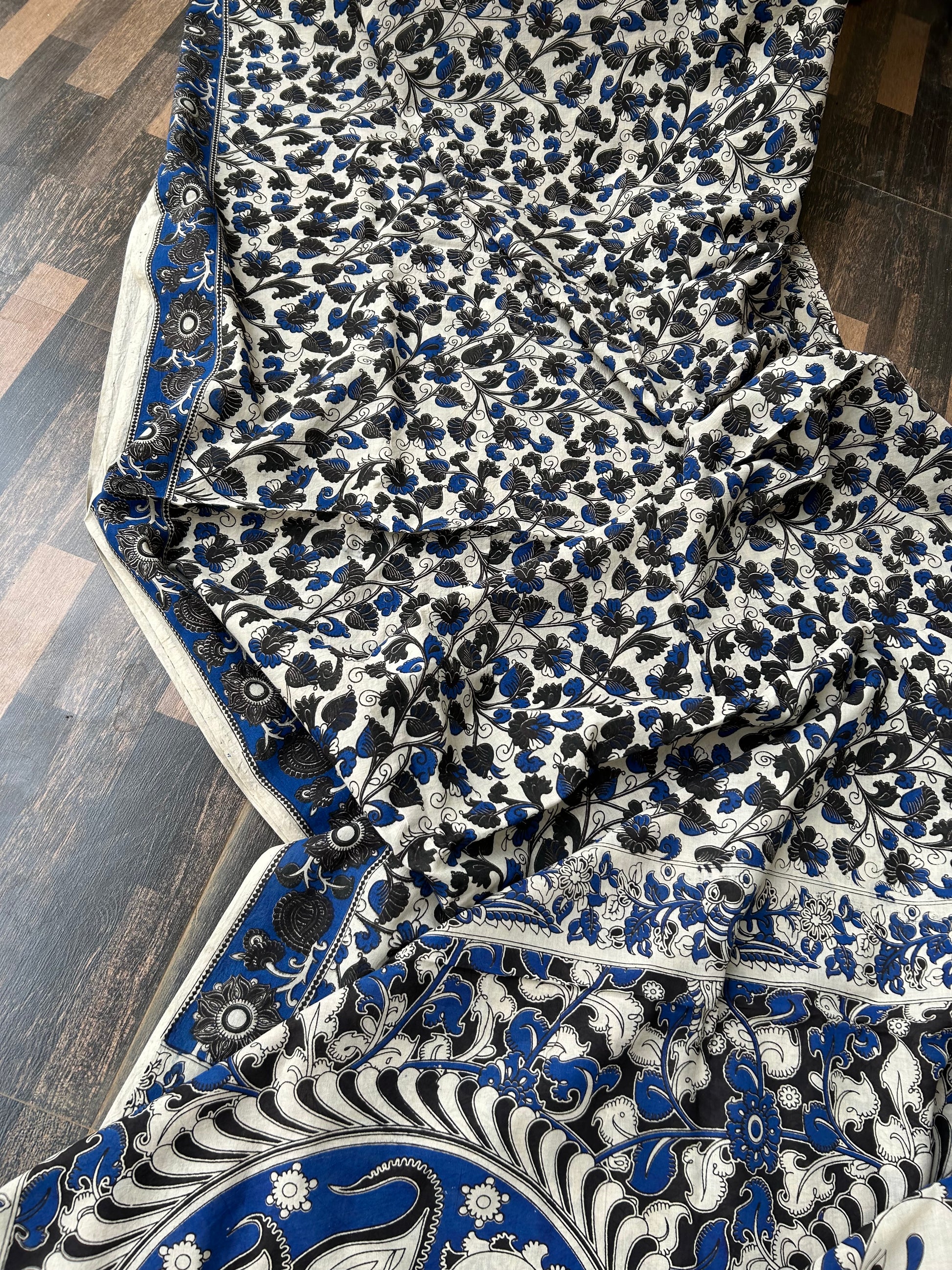 Kalamkari Malmal Cotton Saree with blouse