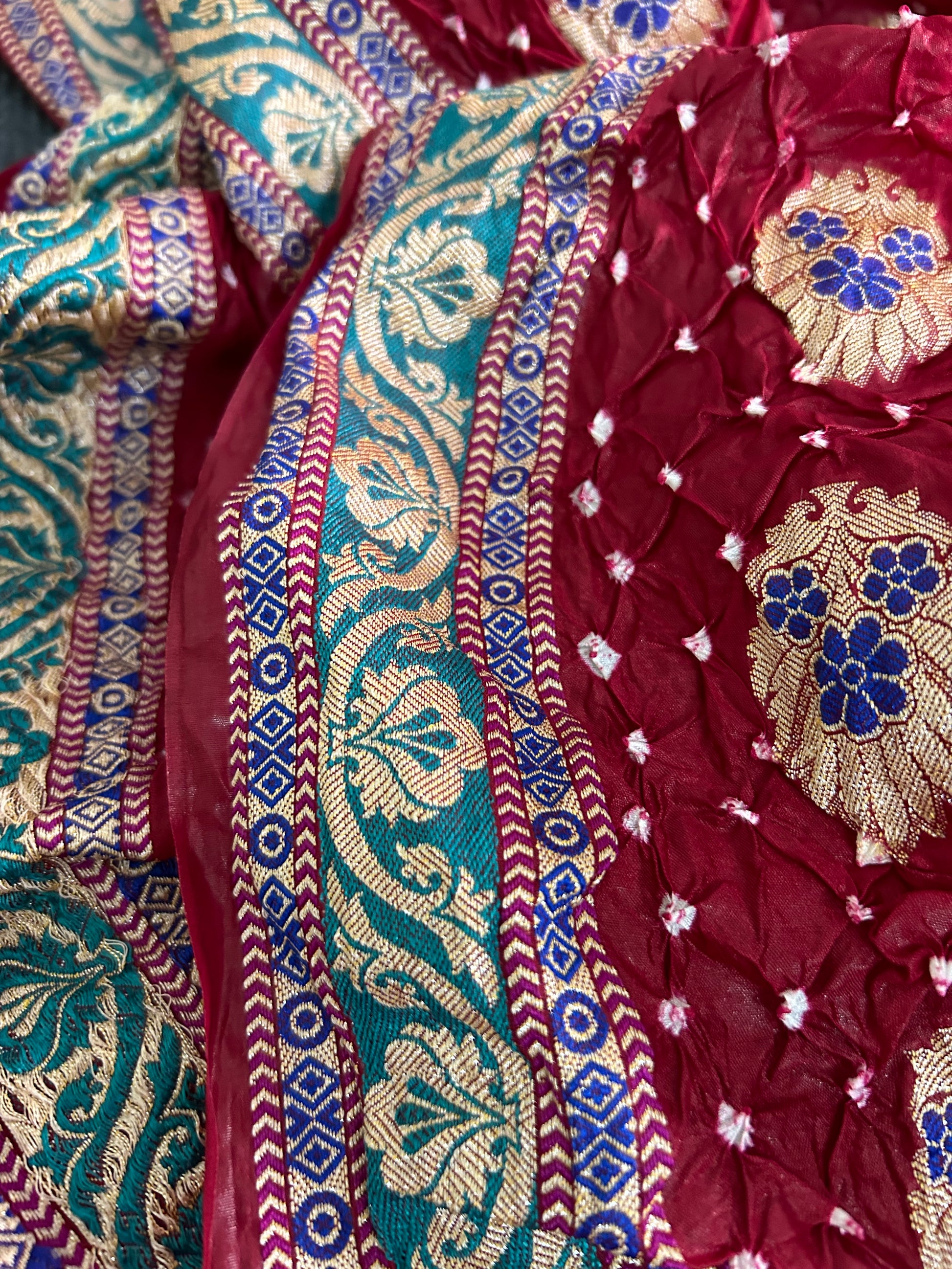 Gadwal Silk Bandhej Dress Material