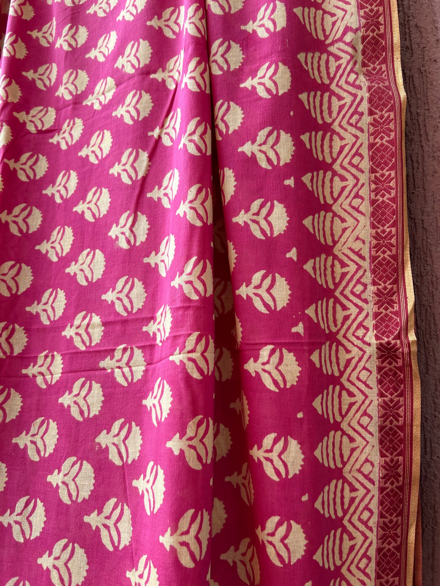 Maheshwari Cotton Hand Block Printed saree with Maheshwari Border