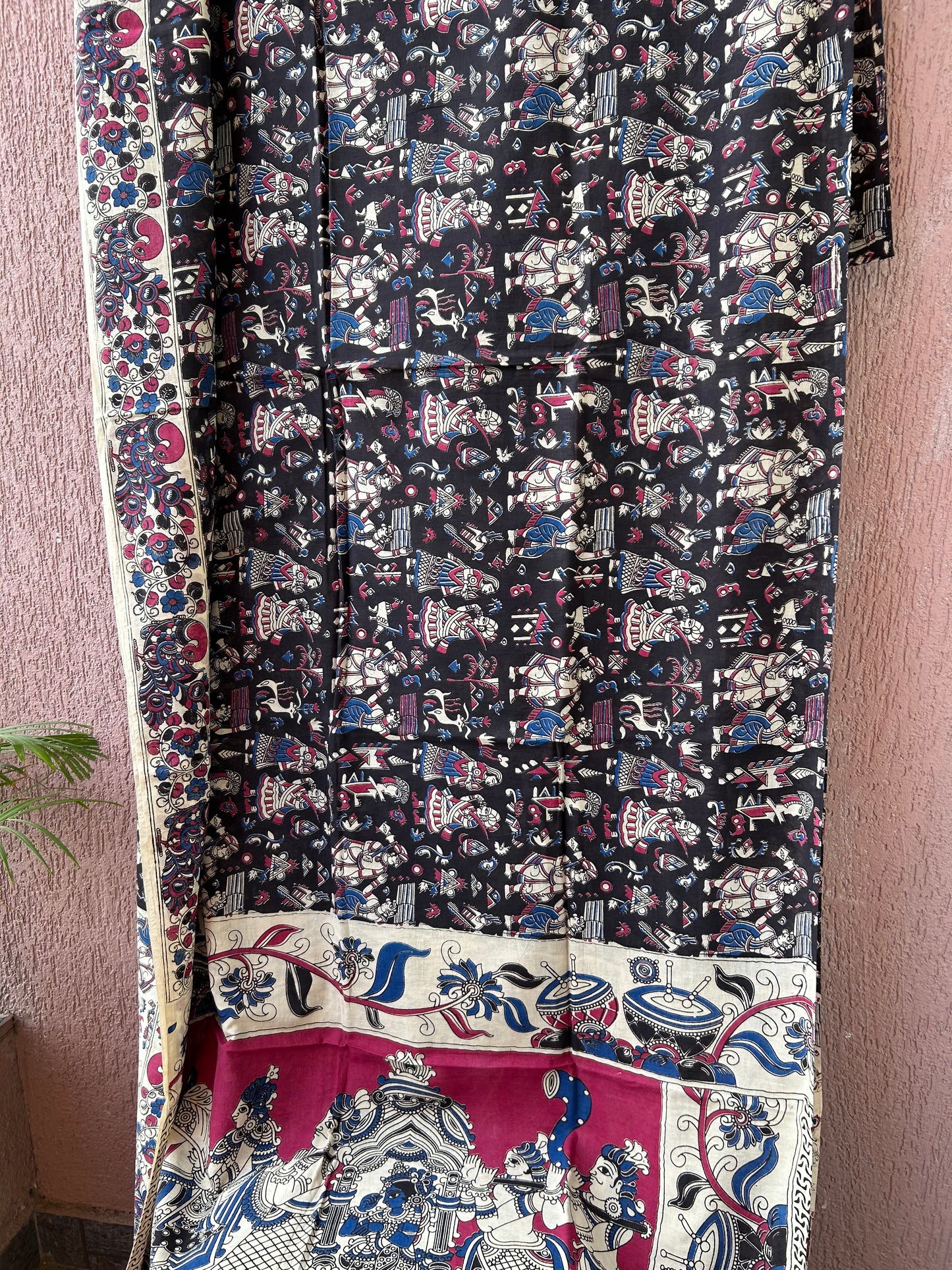 Kalamkari Malmal Cotton Saree with Blouse