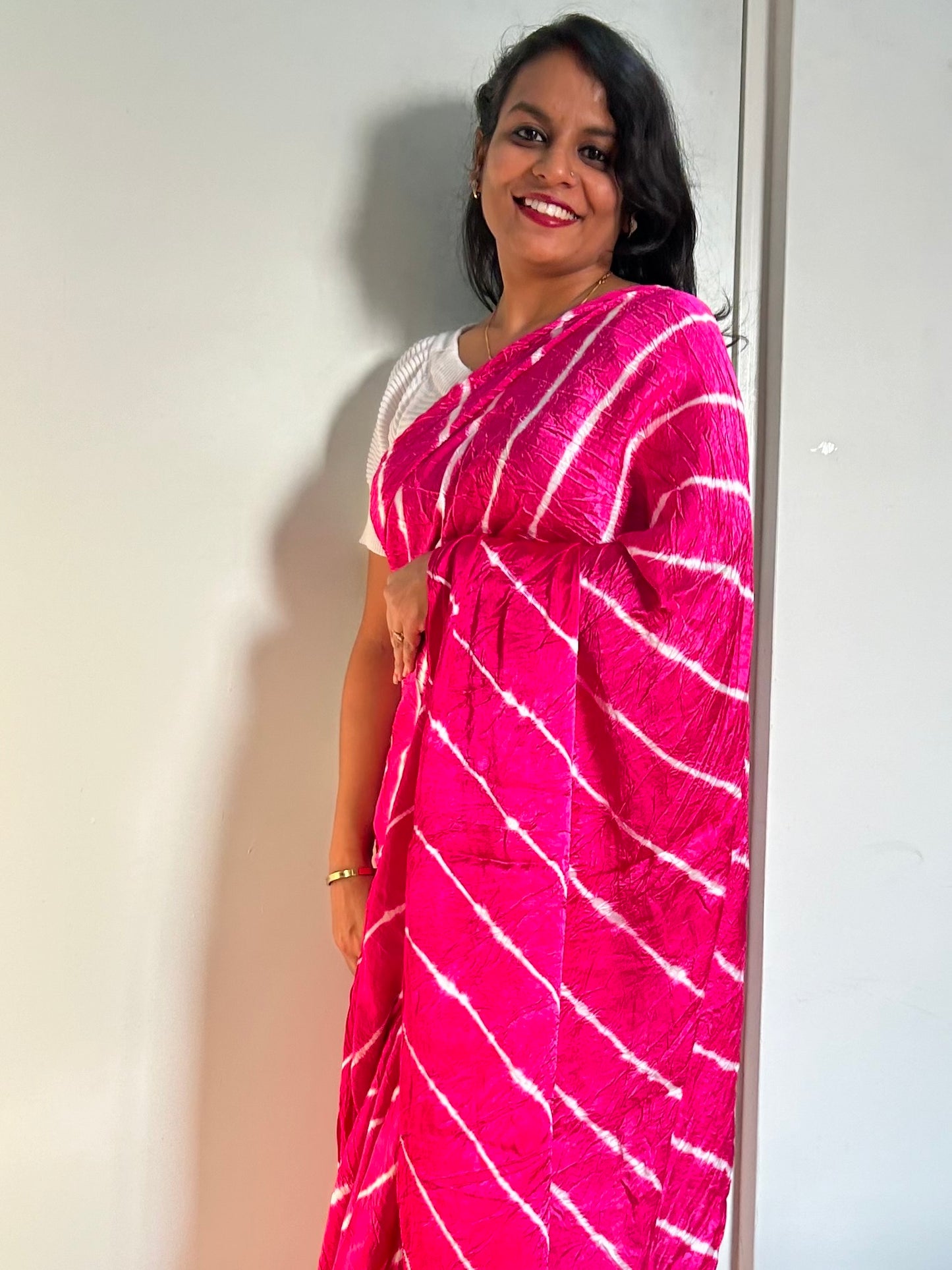 Pure gajji silk Lehariya Saree