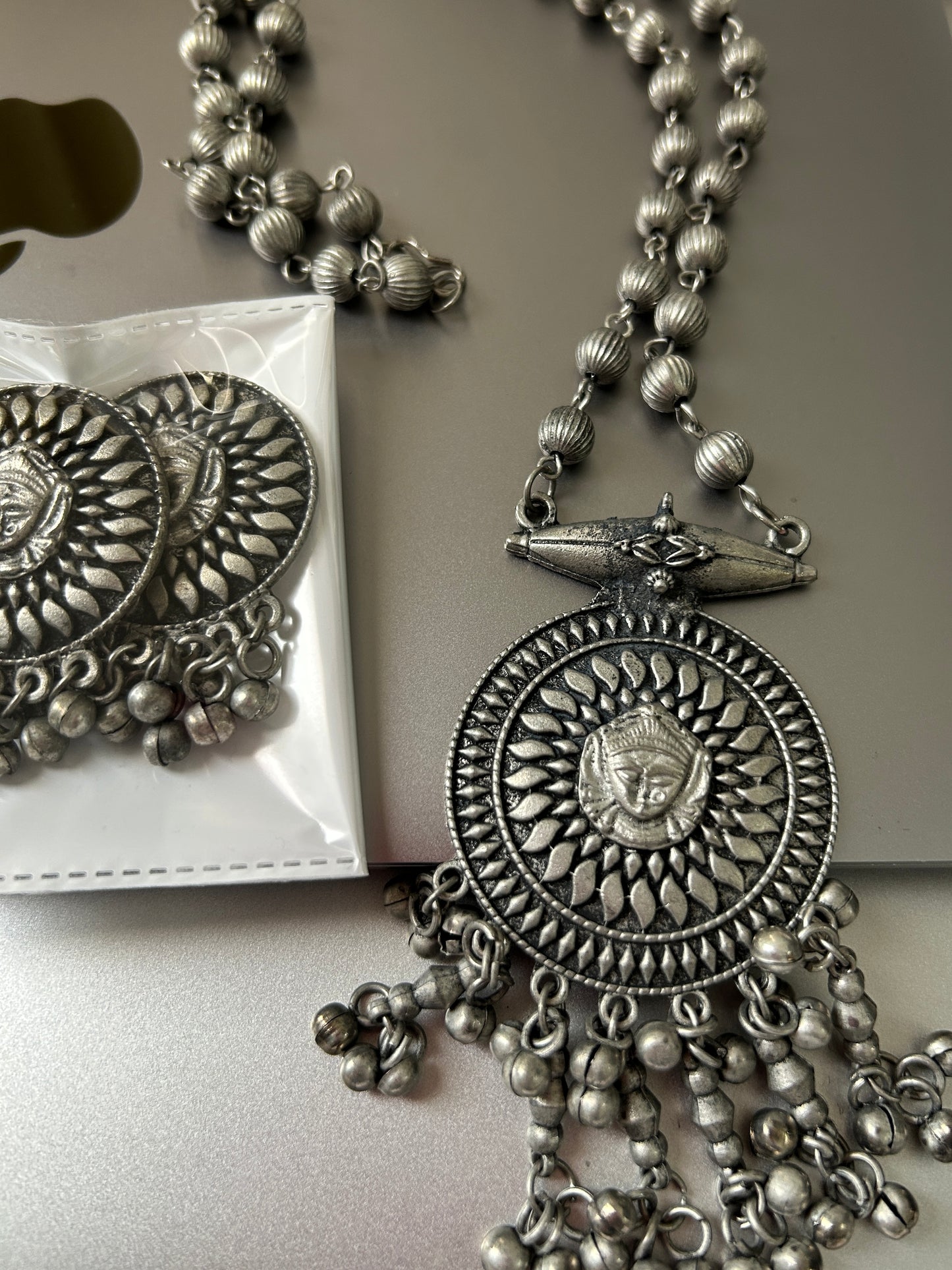 Oxidised Necklace with Earrings