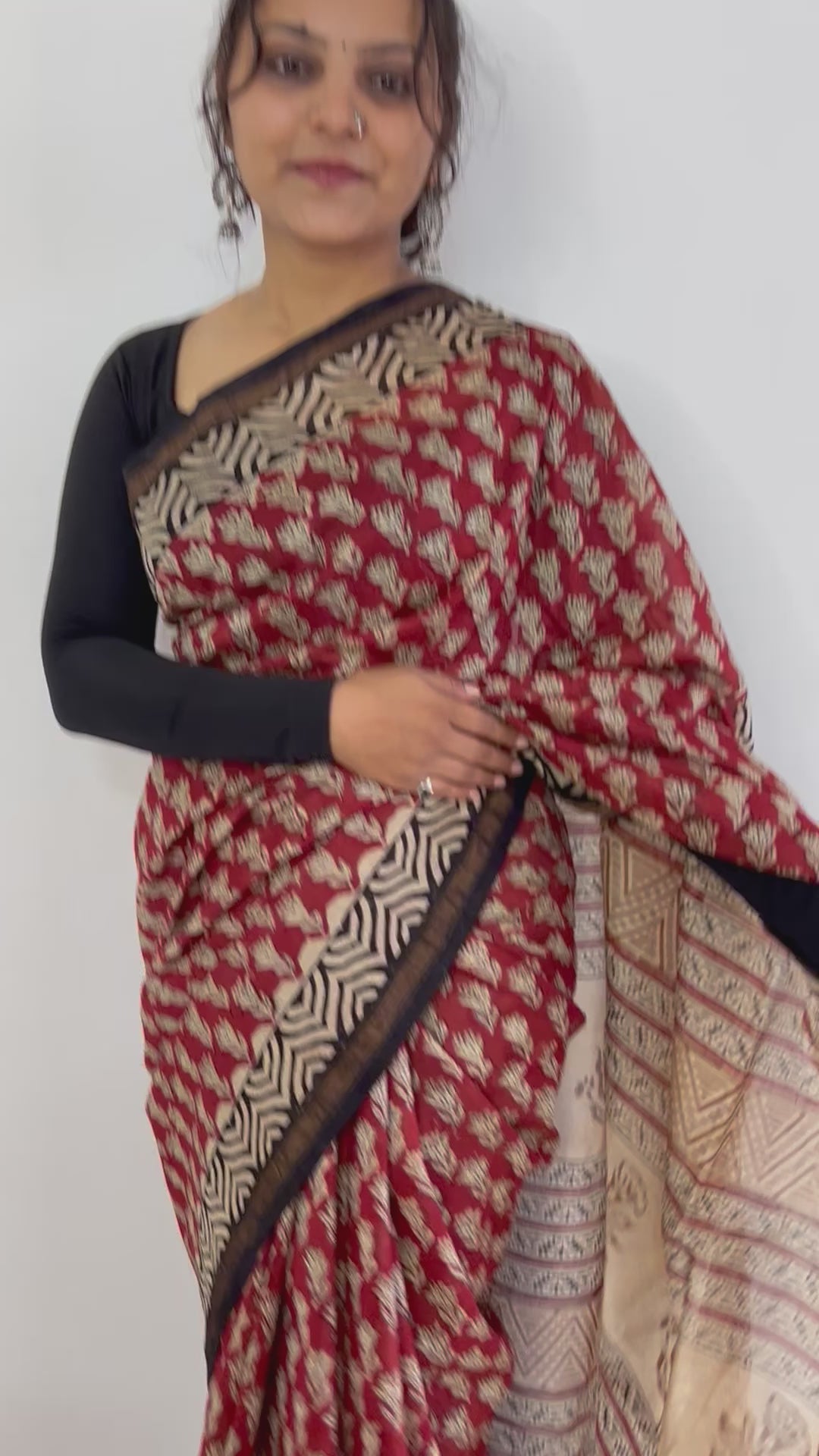 Hand BlockPrint Chanderi Silk Cotton Saree