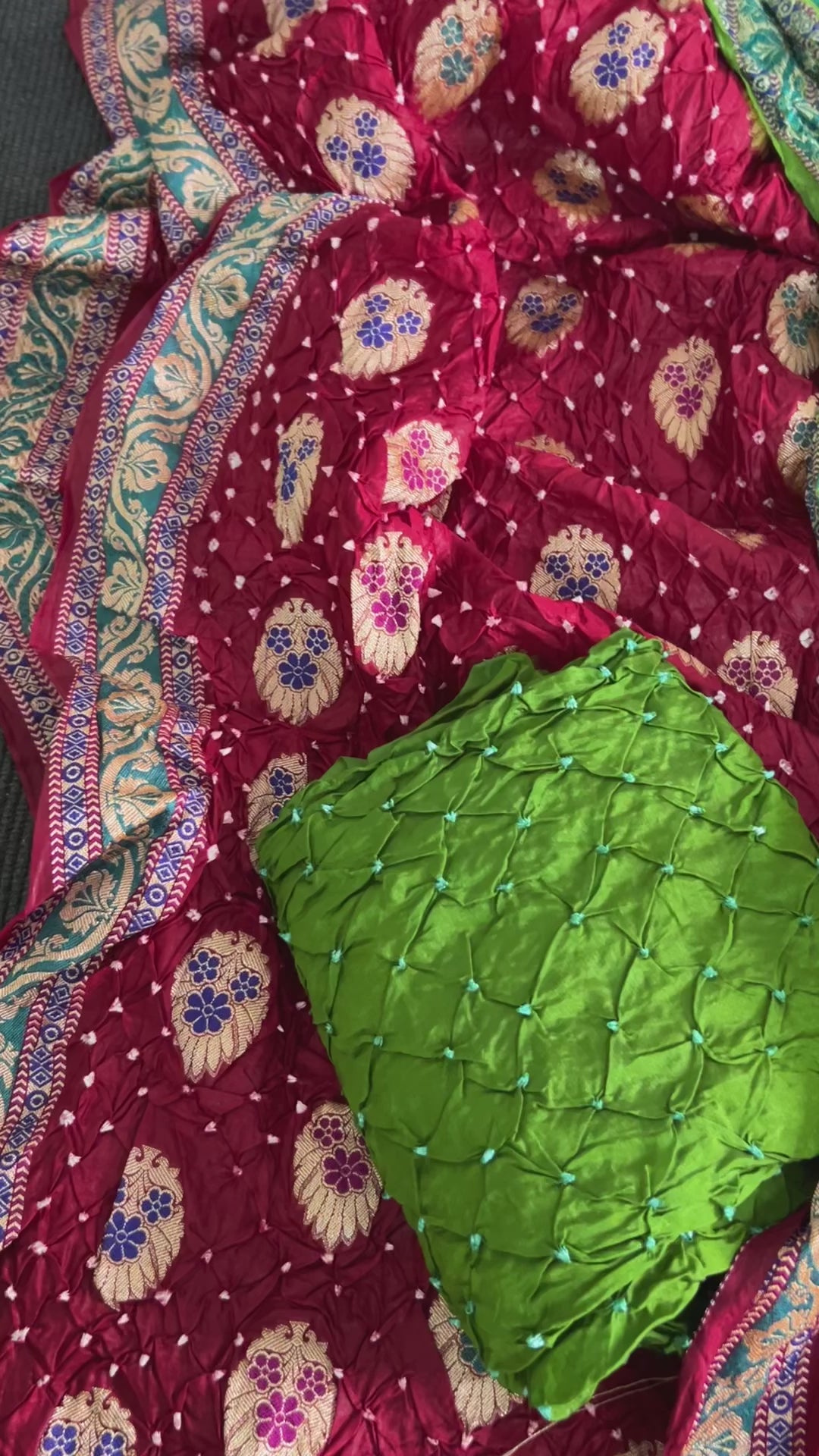 Gadwal Silk Bandhej Dress Material