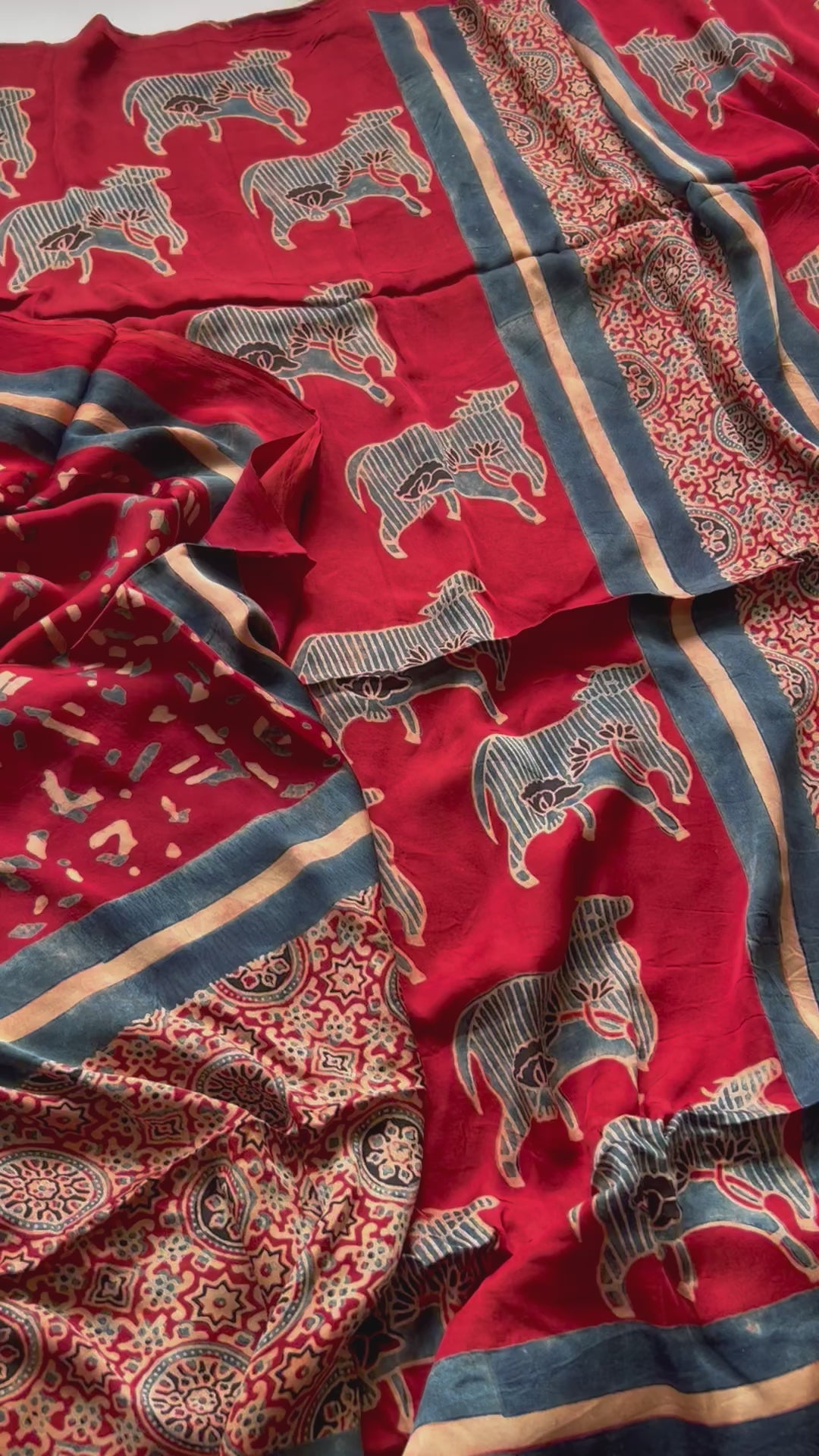 Ajrakh Modal Silk Top Dupatta Set