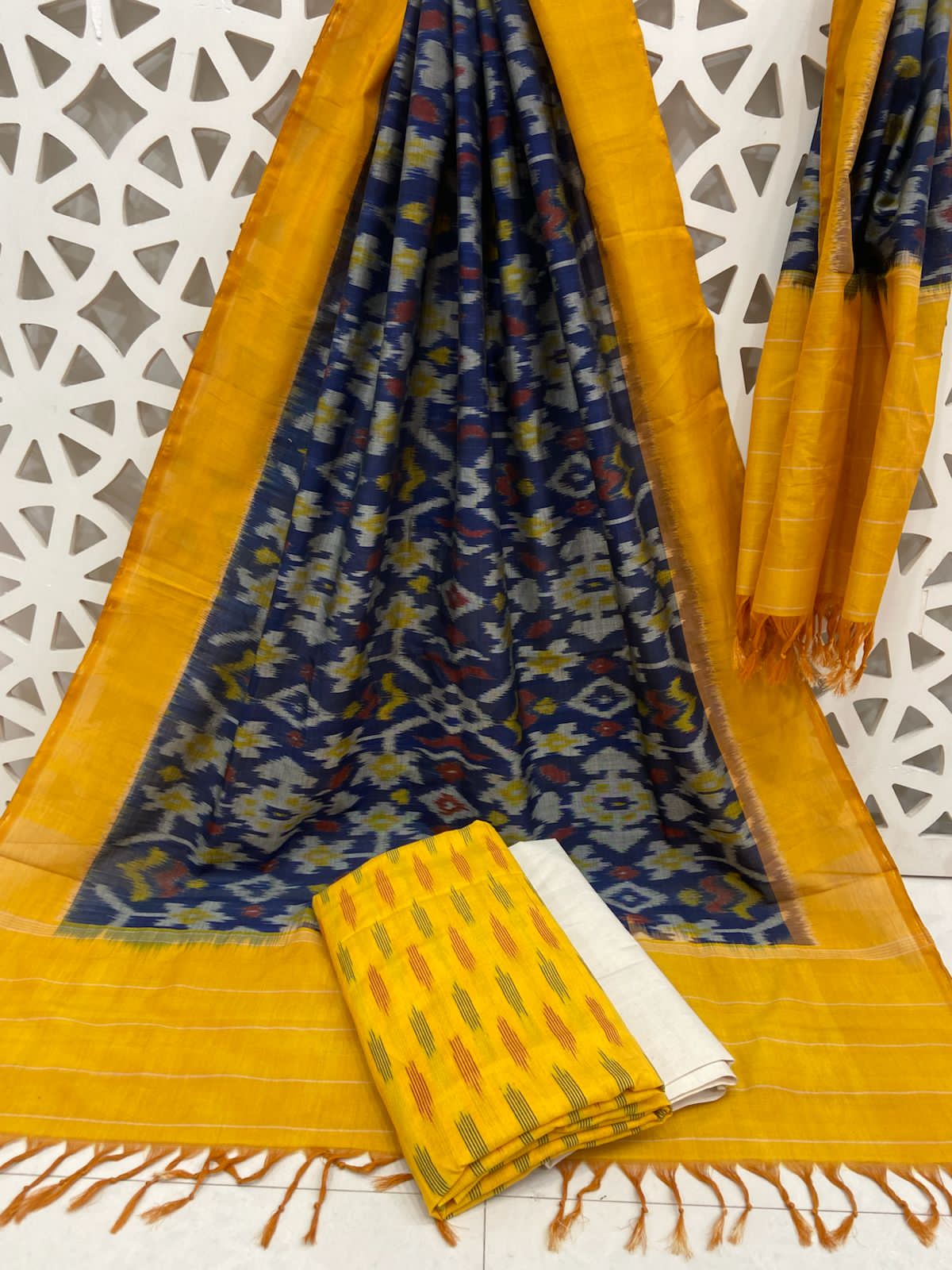 Double Ikat Cotton Dress Material