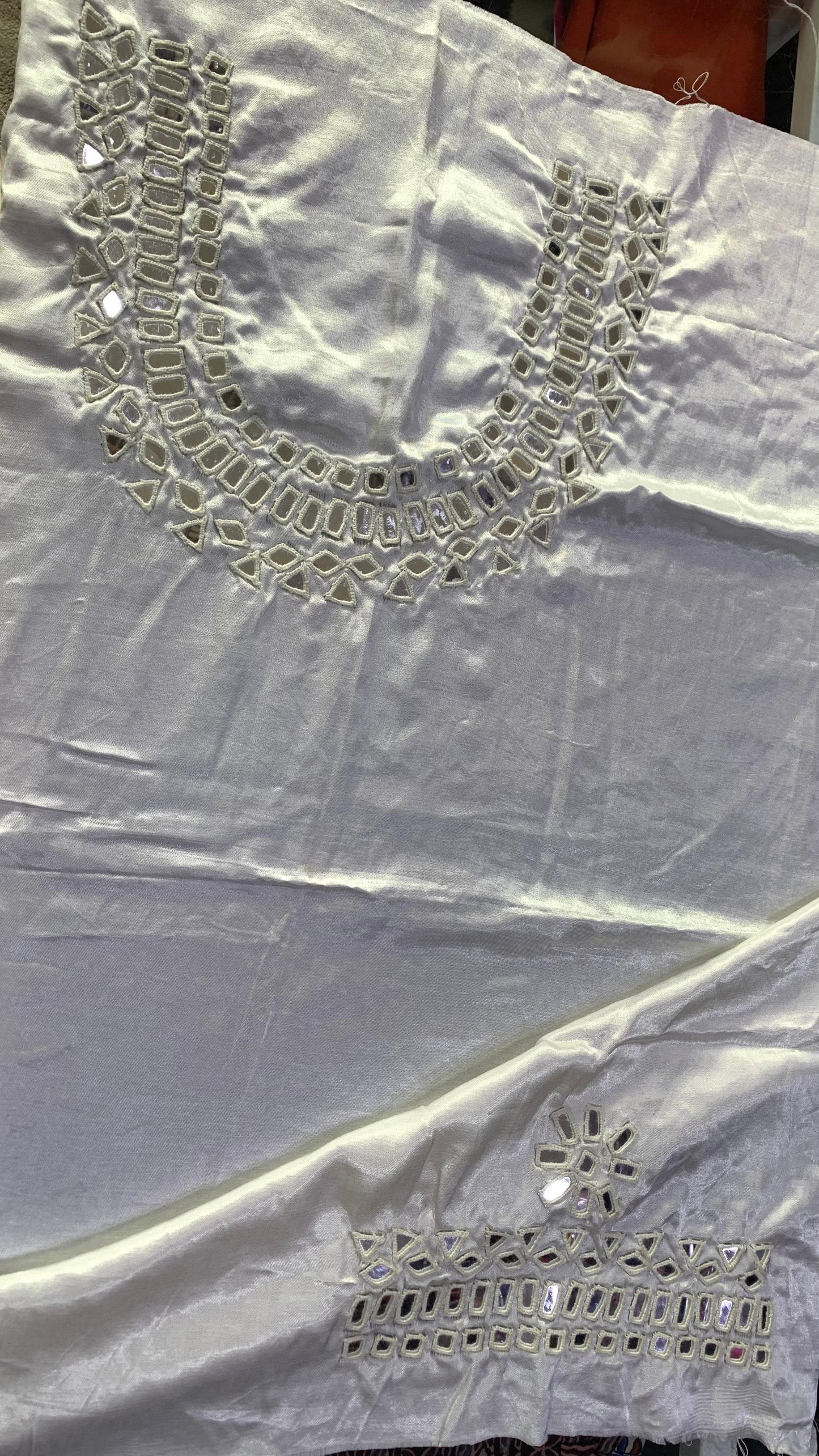 Mirror Work Mashroo Silk Blouse Piece