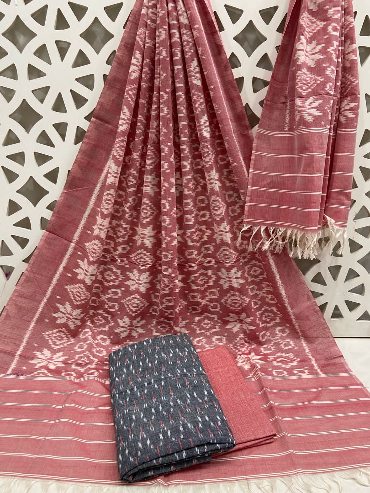 Double Ikat Cotton Dress Material