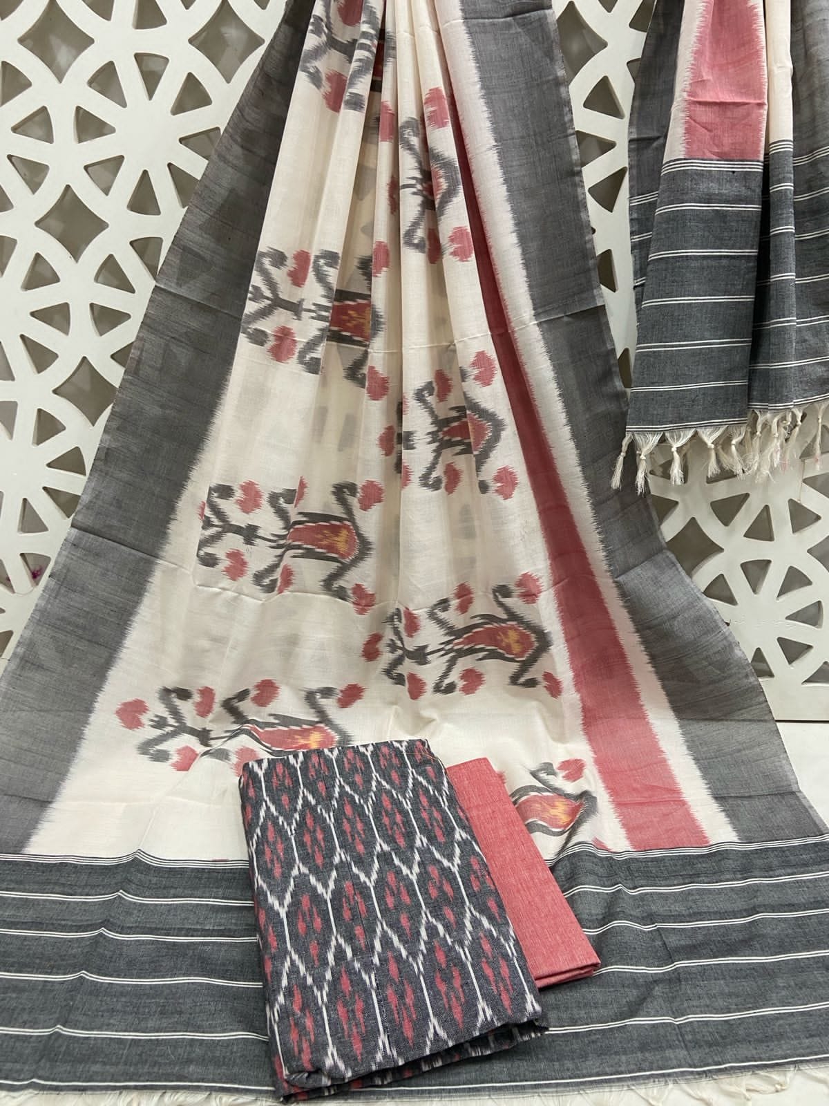 Double Ikat Cotton Dress Material