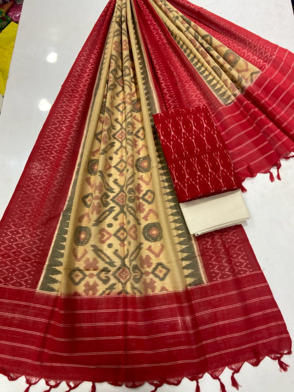 Double Ikat Cotton Dress Material