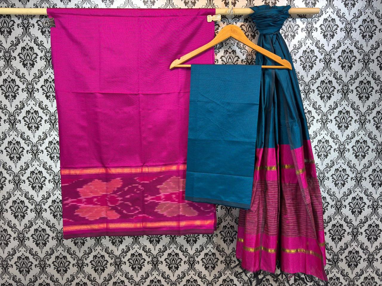 Ikat Cotton Silk Dress Material