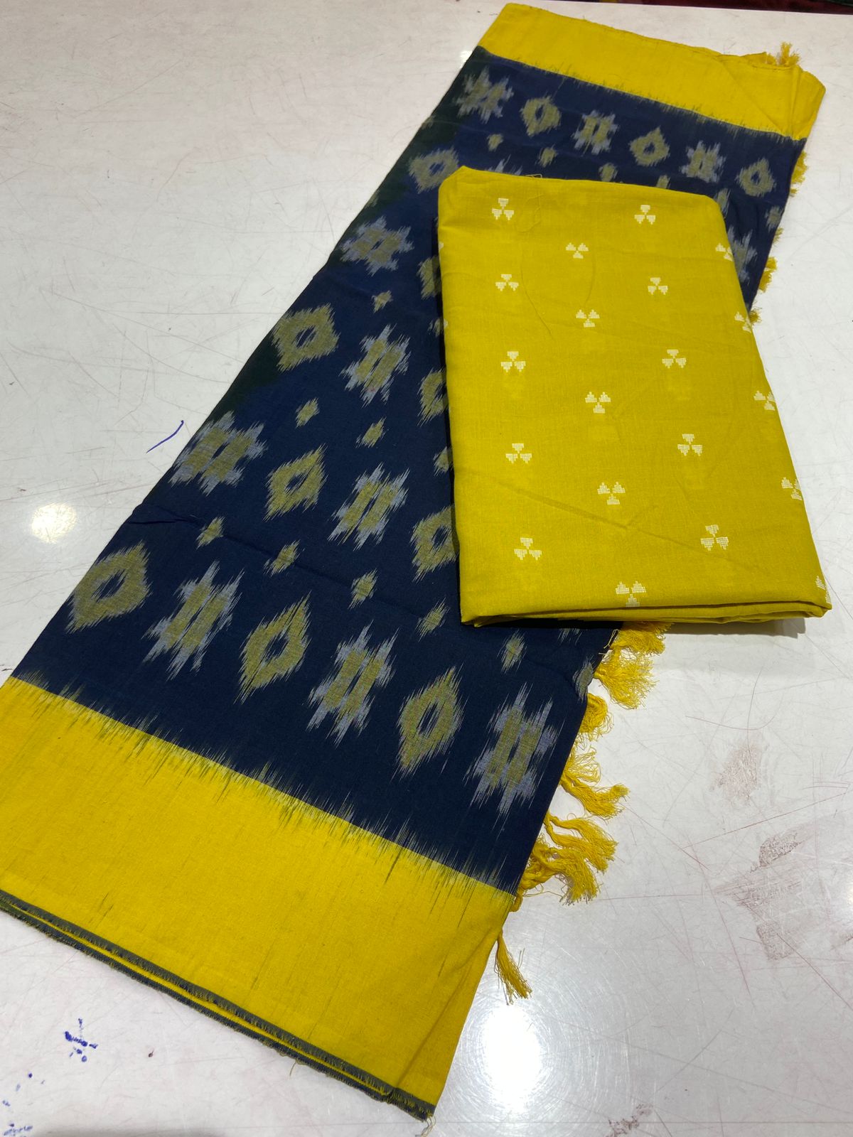 Handloom Cotton weaving booti Top with Ikat Cotton Dupatta