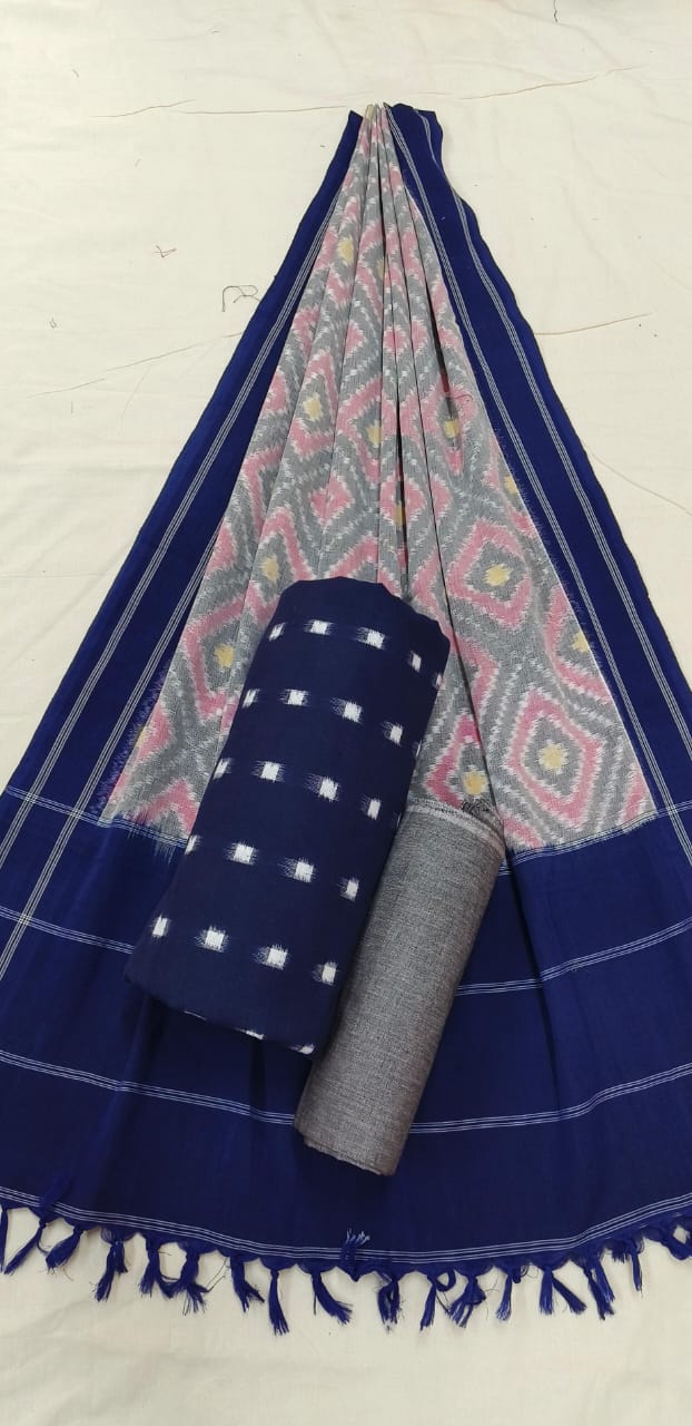 Telia Rumal Double Ikat Mercerized Cotton Dress Material