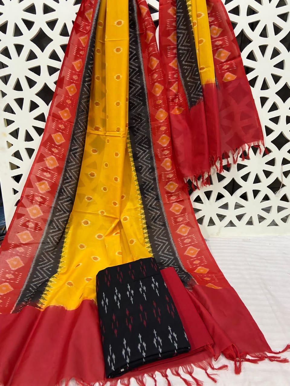 Double Ikat Cotton Dress Material