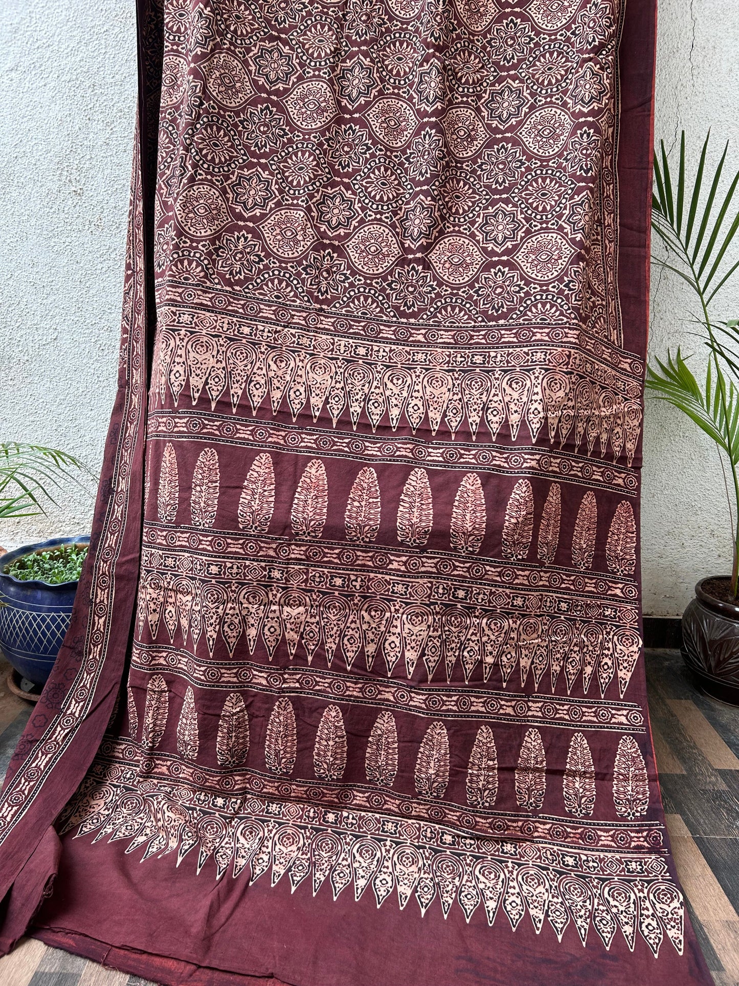 ajrakh cotton saree