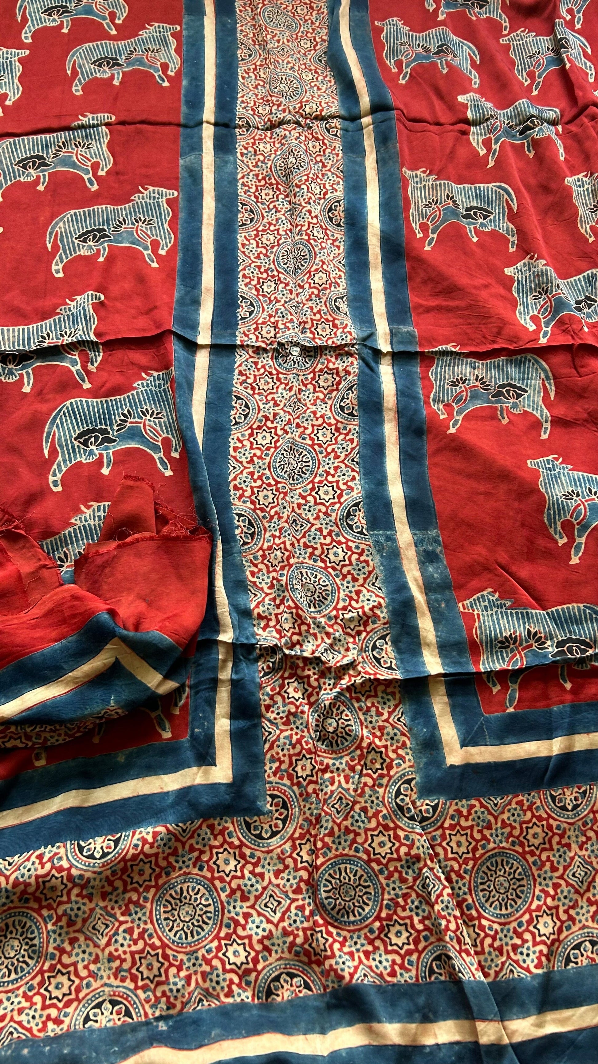 Ajrakh Modal Silk Top Dupatta Set