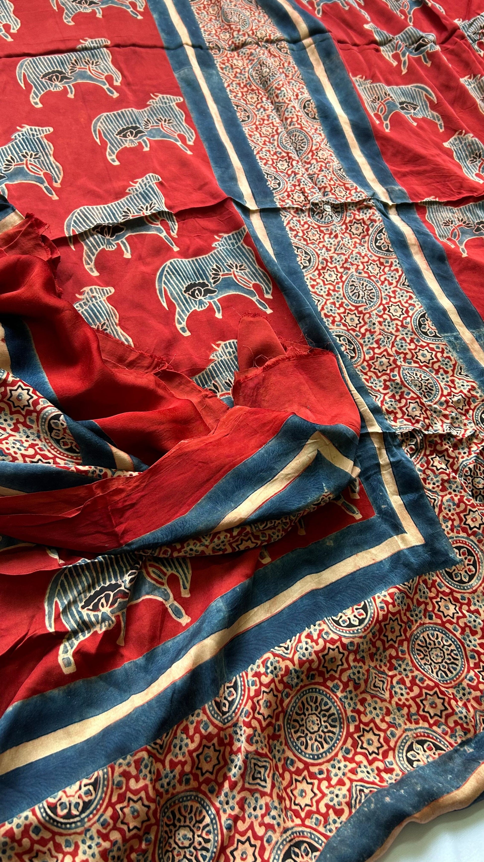 Ajrakh Modal Silk Top Dupatta Set