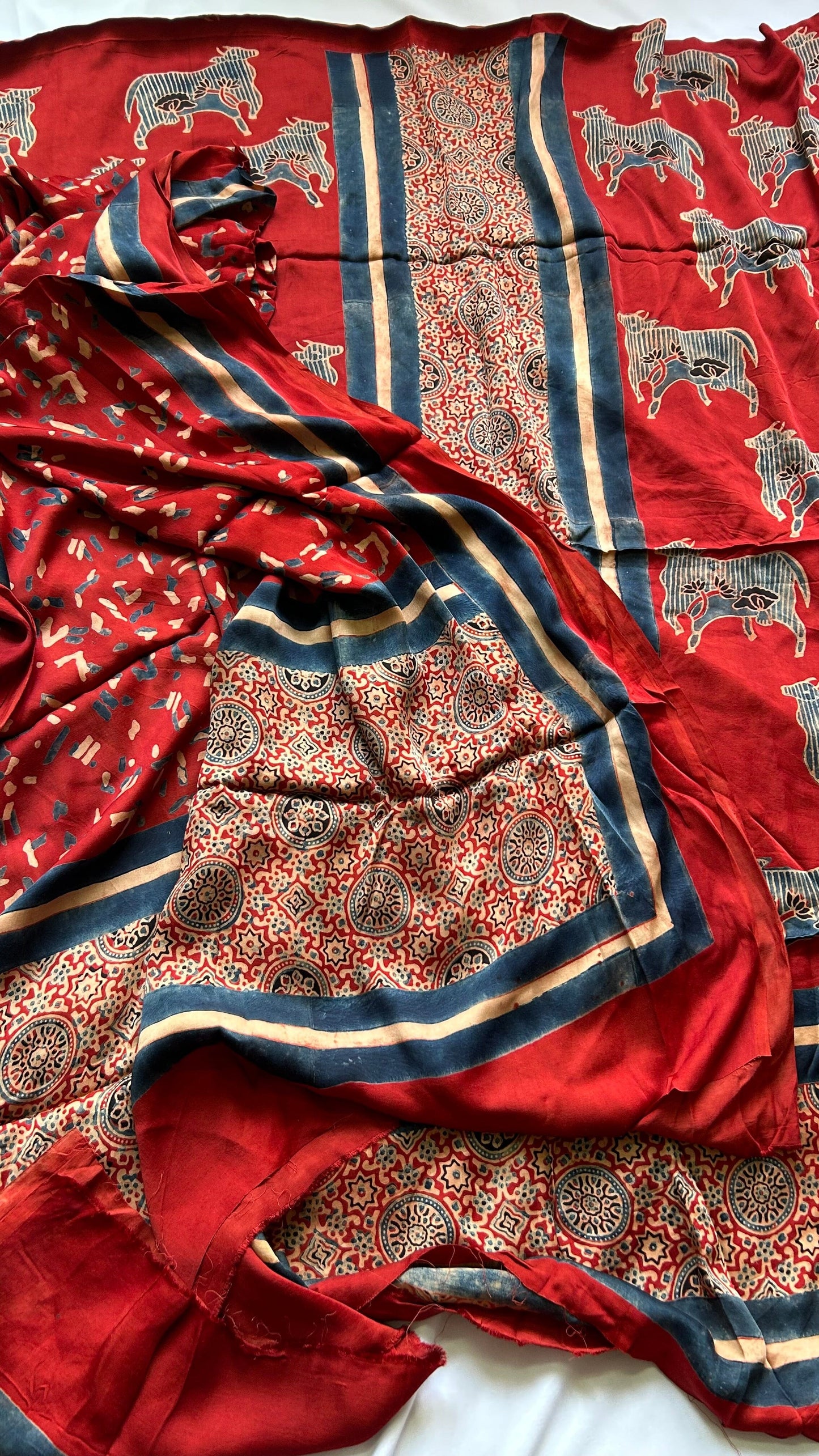 Ajrakh Modal Silk Top Dupatta Set