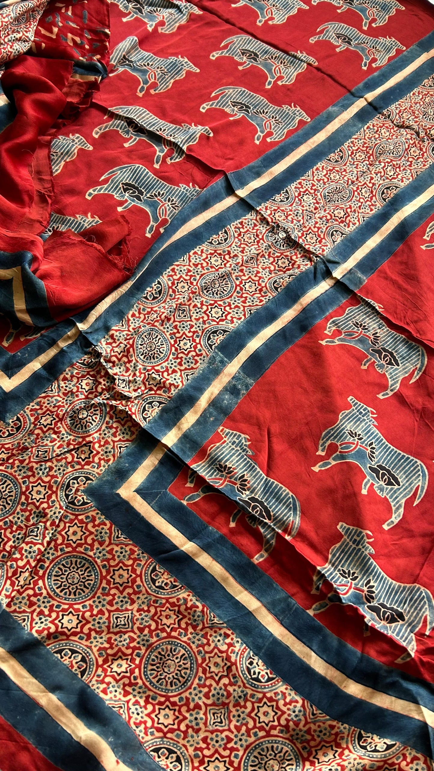 Ajrakh Modal Silk Top Dupatta Set