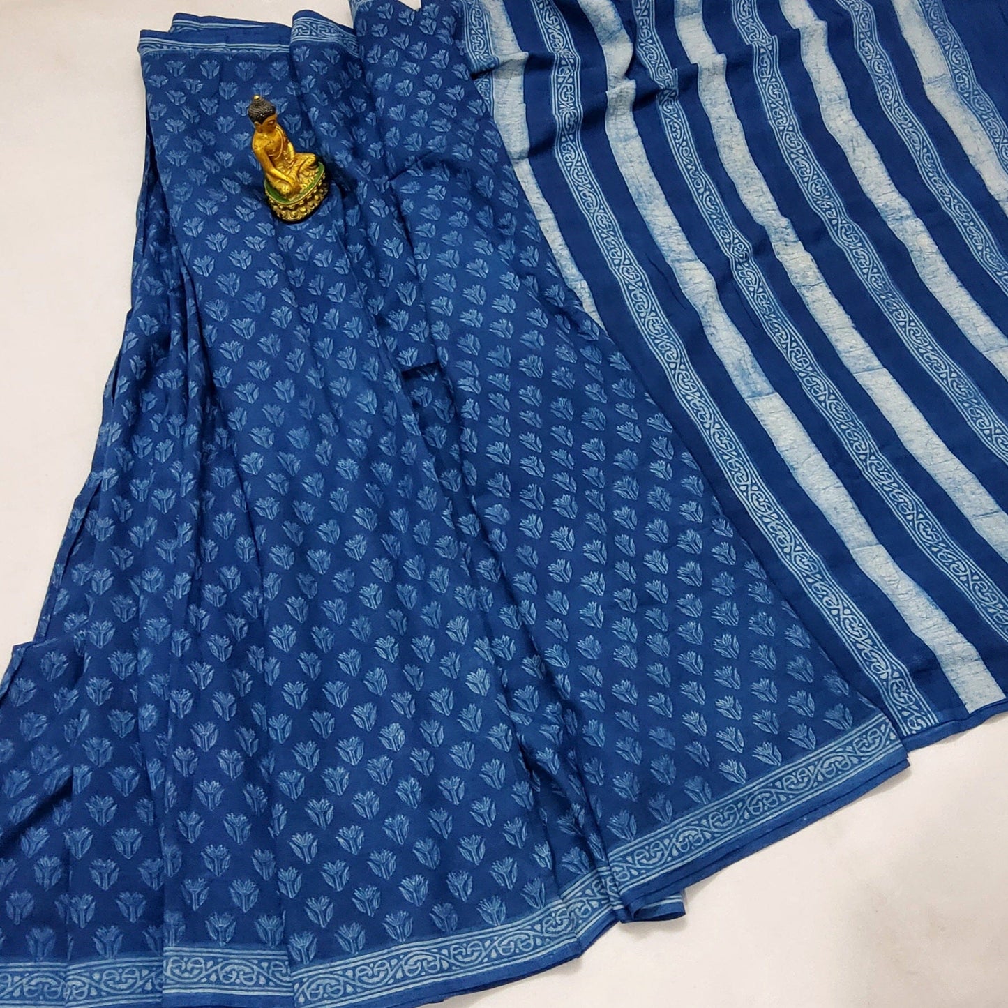 Akola Hand Block Print Cotton Saree with Blouse