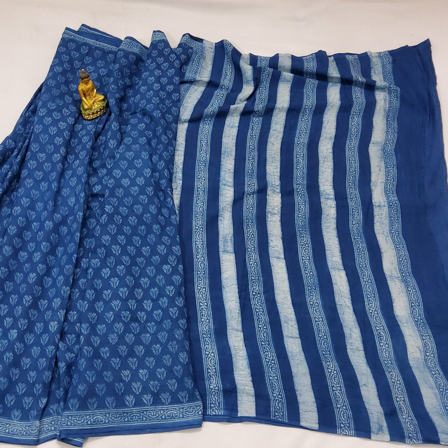 Akola Hand Block Print Cotton Saree with Blouse