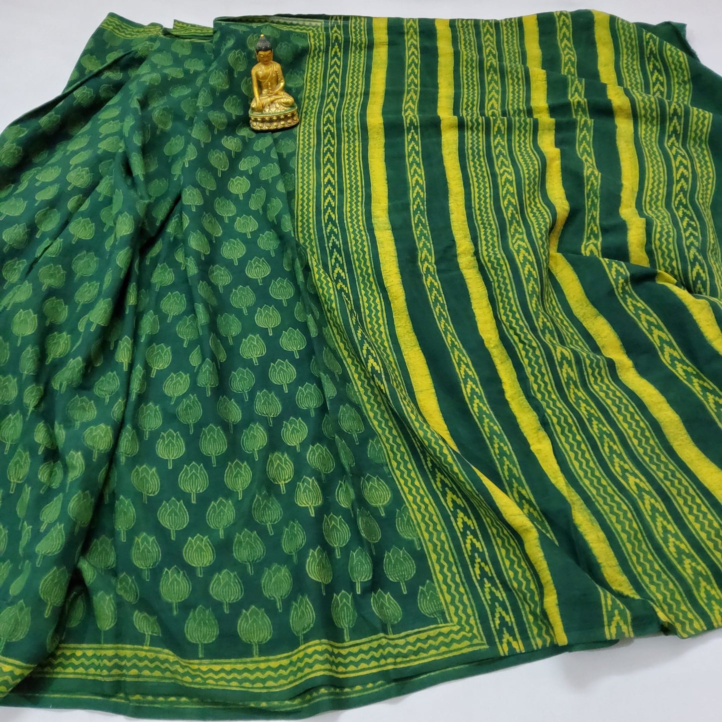 Akola Hand Block Print Cotton Saree with Blouse