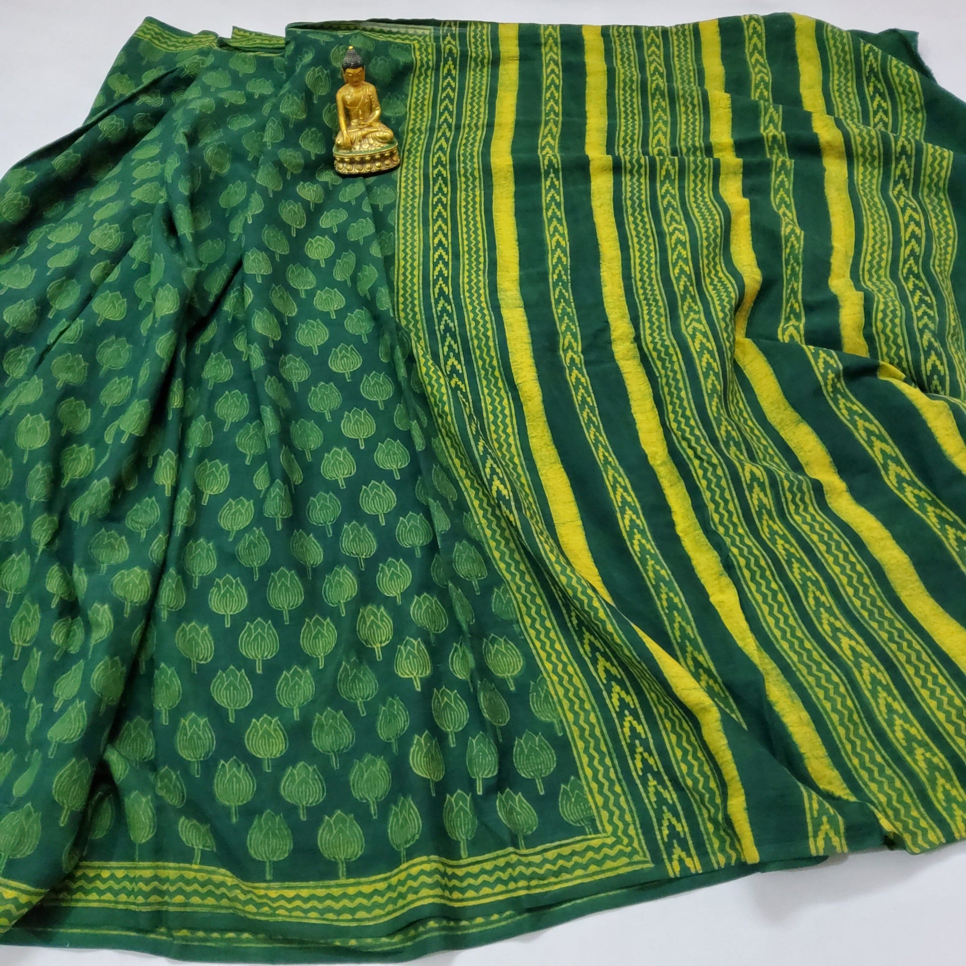 Akola Hand Block Print Cotton Saree with Blouse