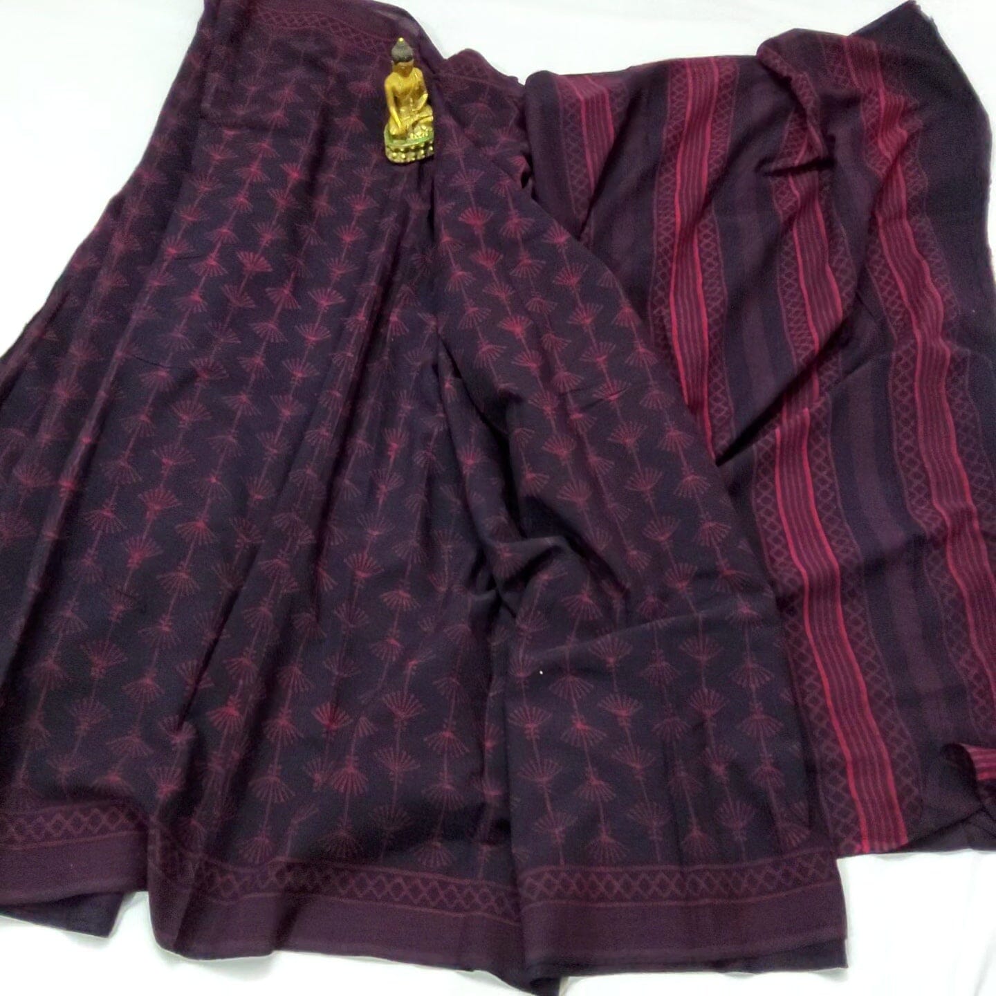 Akola Hand Block Print Cotton Saree with Blouse