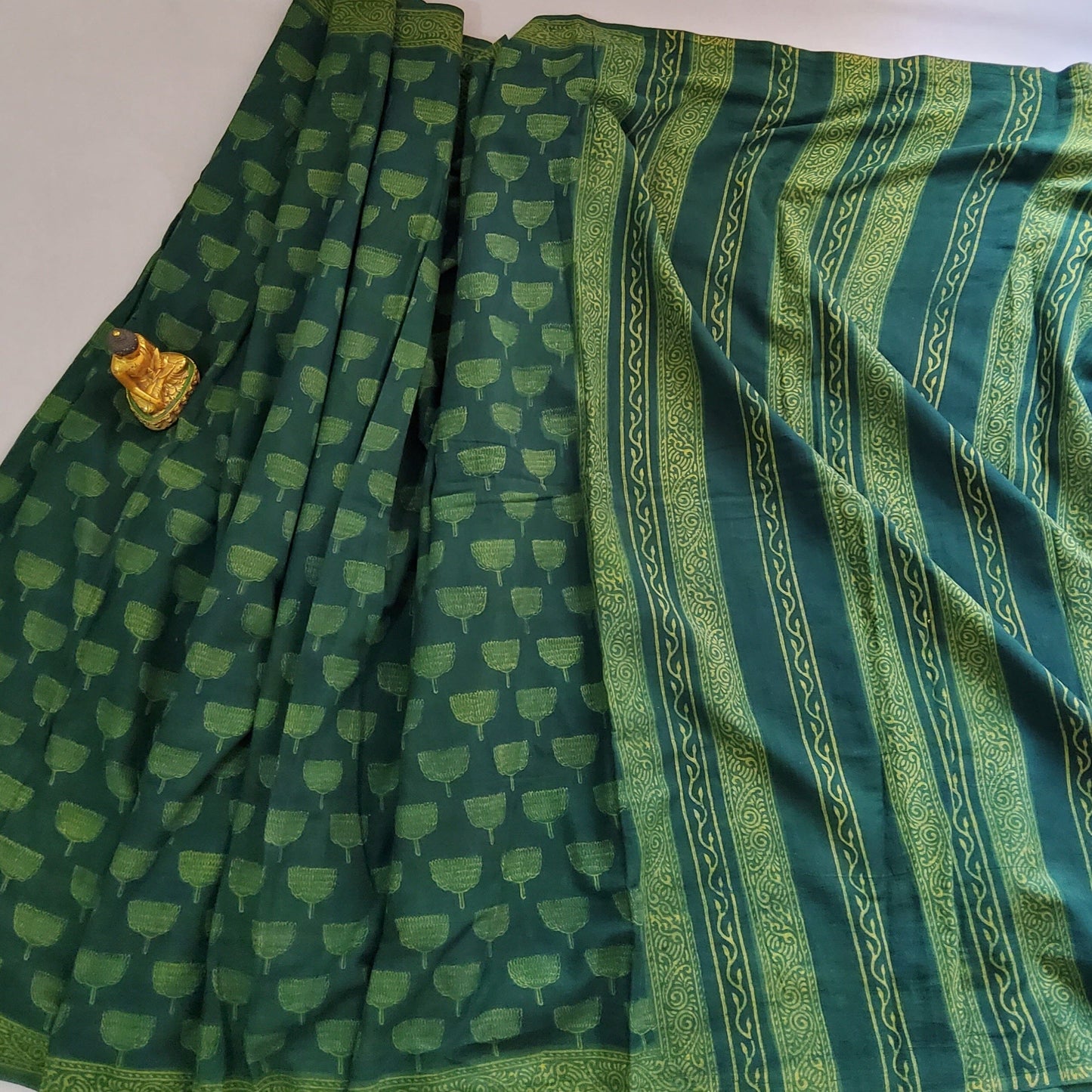 Akola Hand Block Print Cotton Saree with Blouse