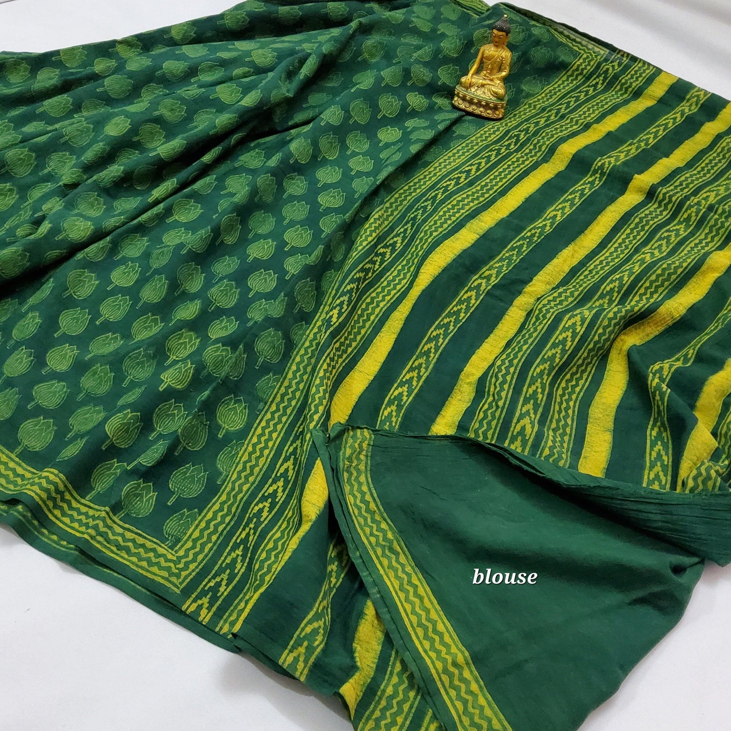 Akola Hand Block Print Cotton Saree with Blouse