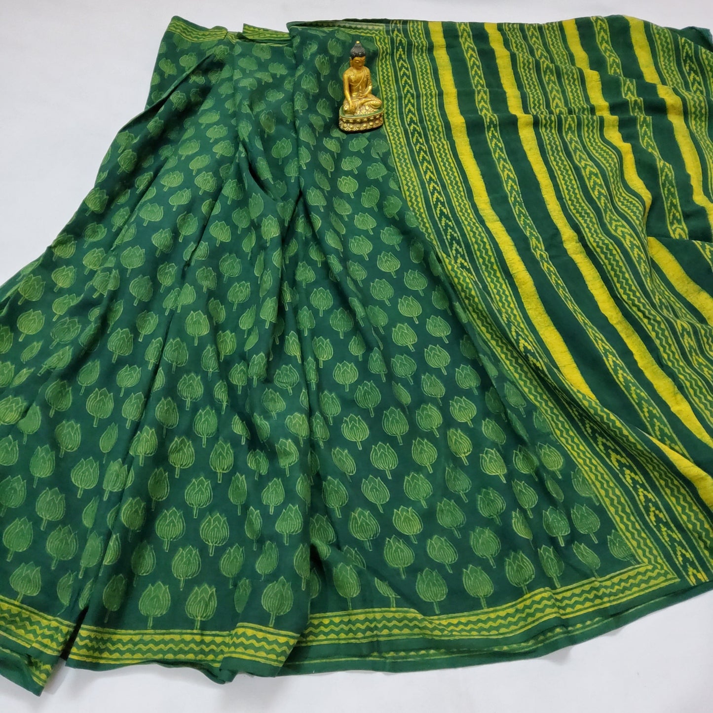Akola Hand Block Print Cotton Saree with Blouse