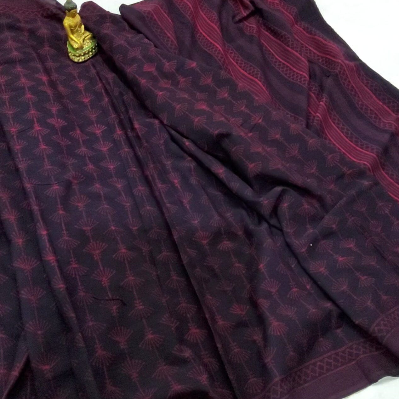 Akola Hand Block Print Cotton Saree with Blouse