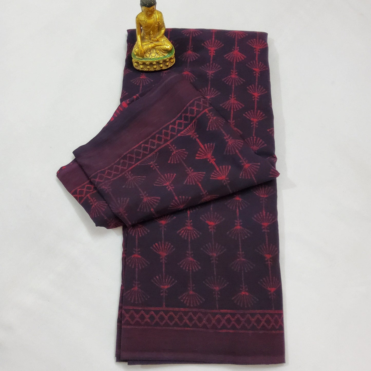 Akola Hand Block Print Cotton Saree with Blouse