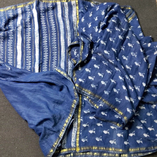 Akola Hand BlockPrint Chanderi Saree