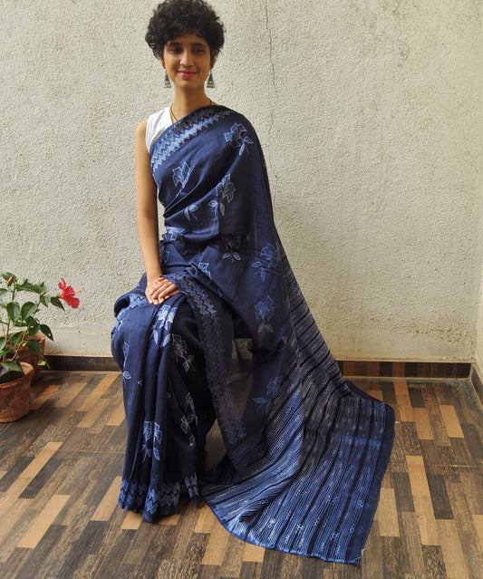 Nui Shibori Chanderi Saree with Blouse