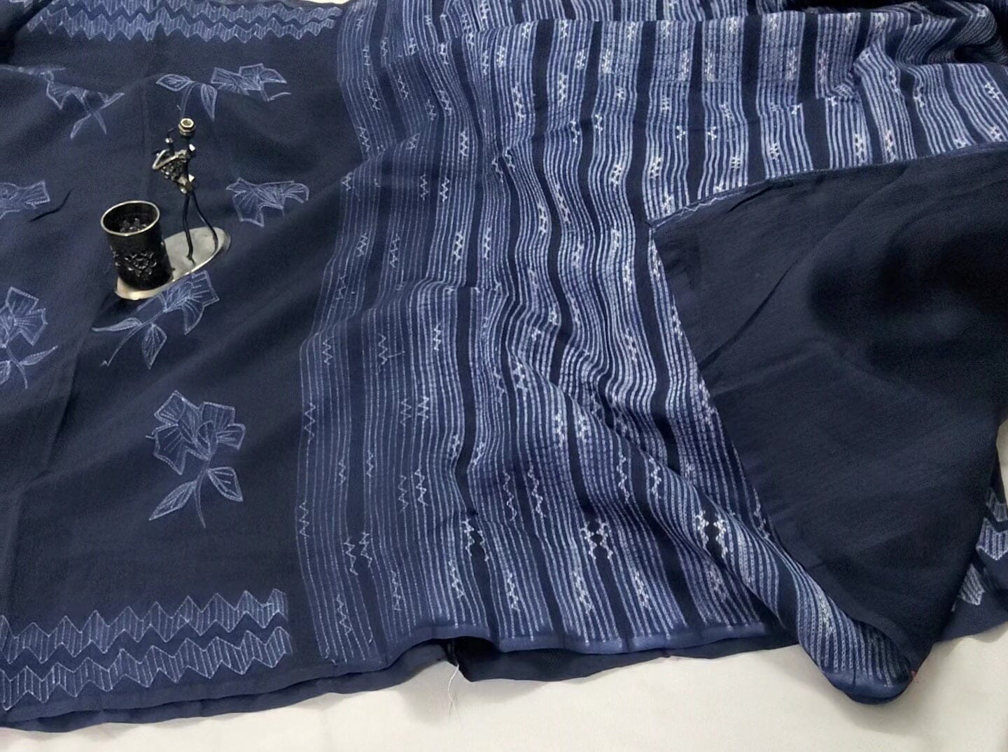 Authentic Needle shibori Chanderi Silk Cotton Saree with Blouse