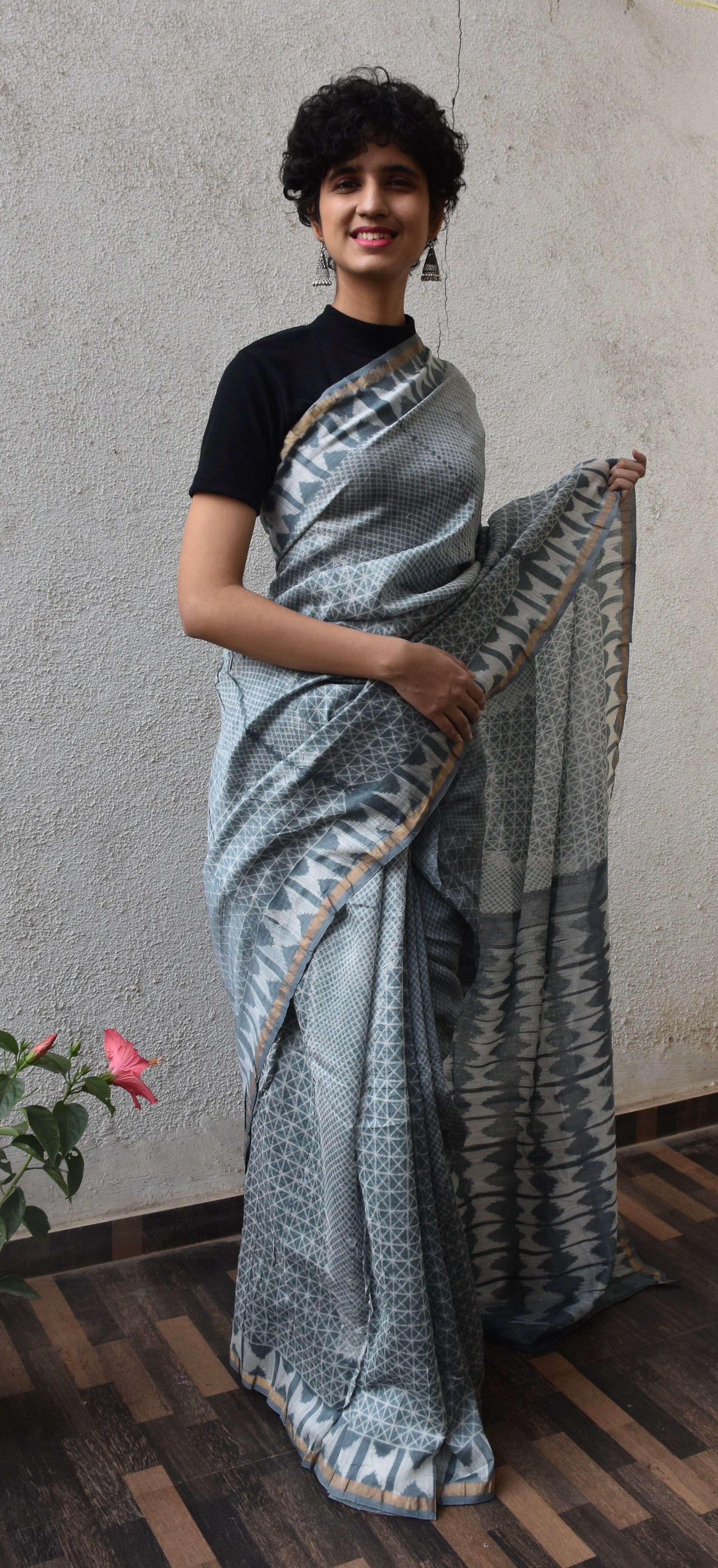 Authentic Nui shibori Chanderi Silk Saree with Blouse