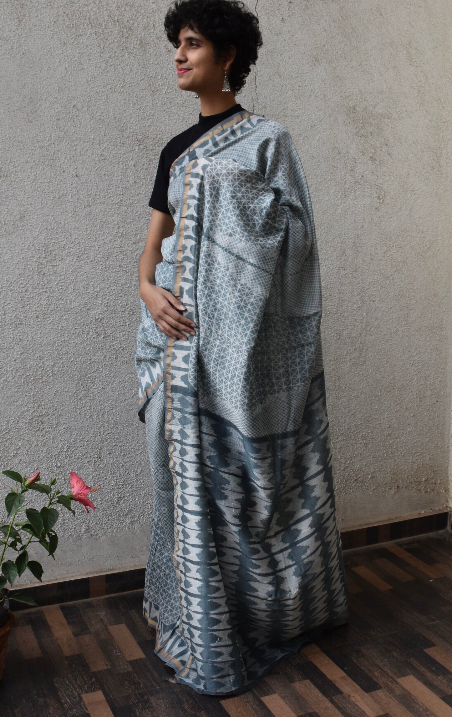 Authentic Nui shibori Chanderi Silk Saree with Blouse