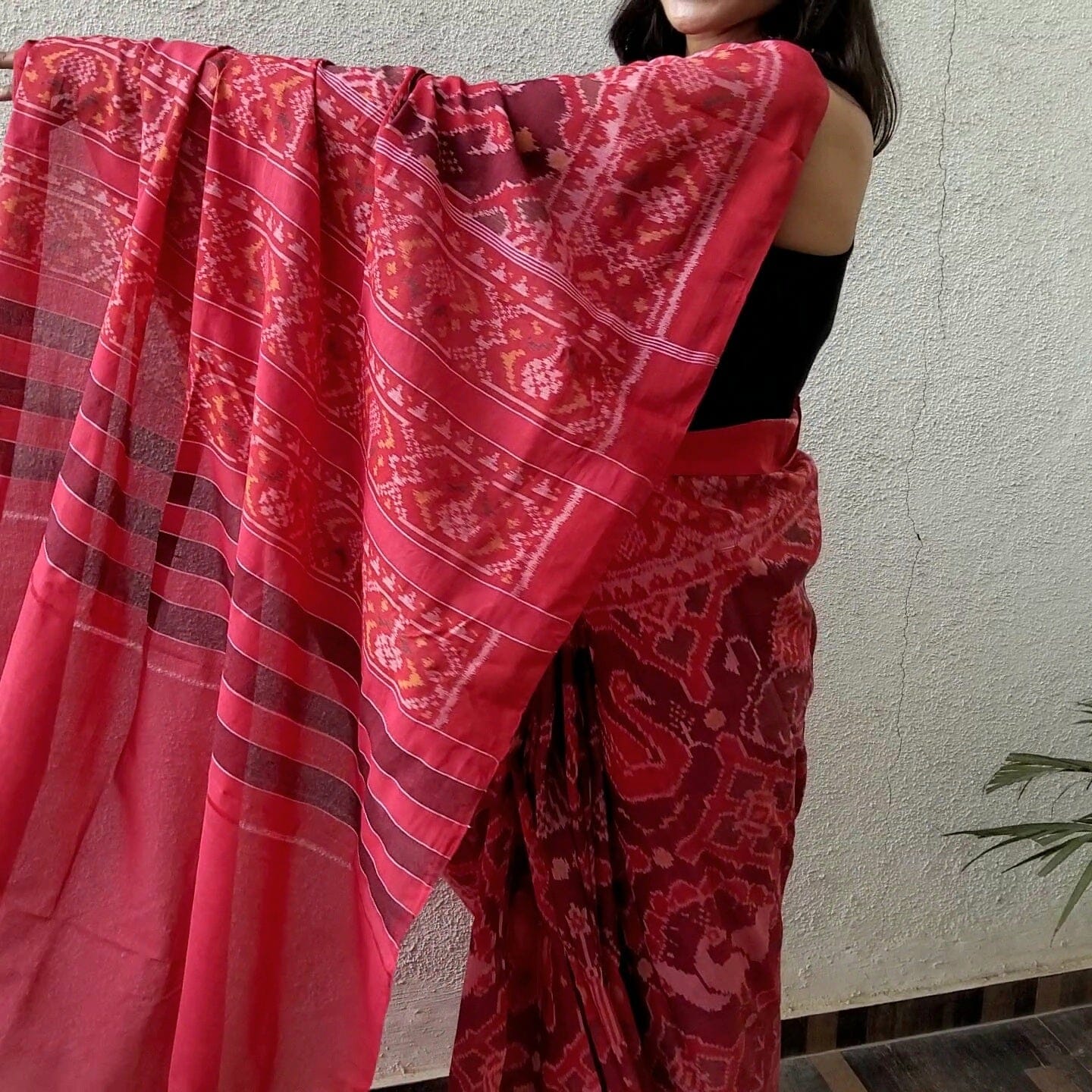 Red Authentic Patola Mercerised Cotton Hand - Woven Saree