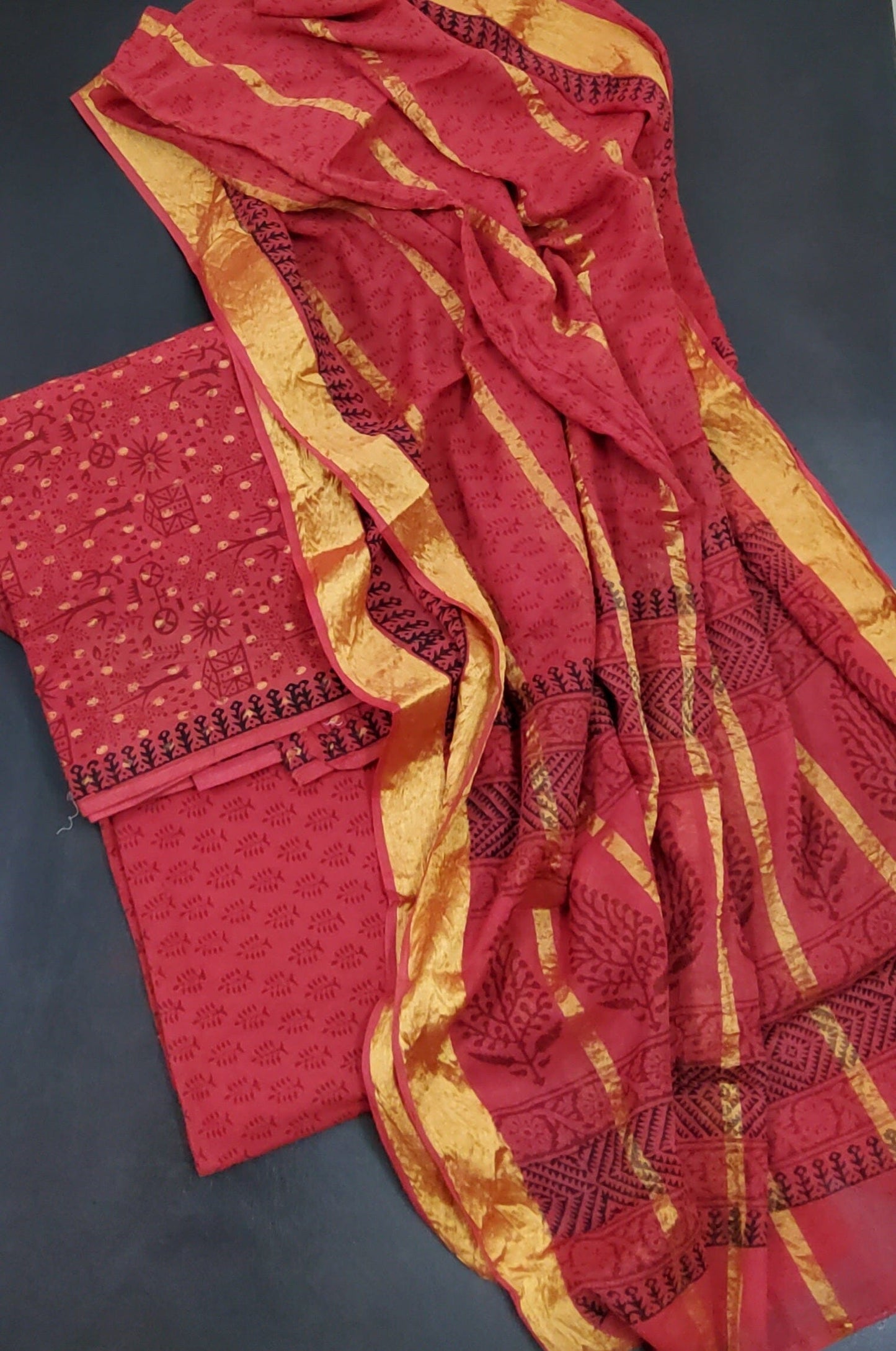 Bagh Print Cotton Dress Material