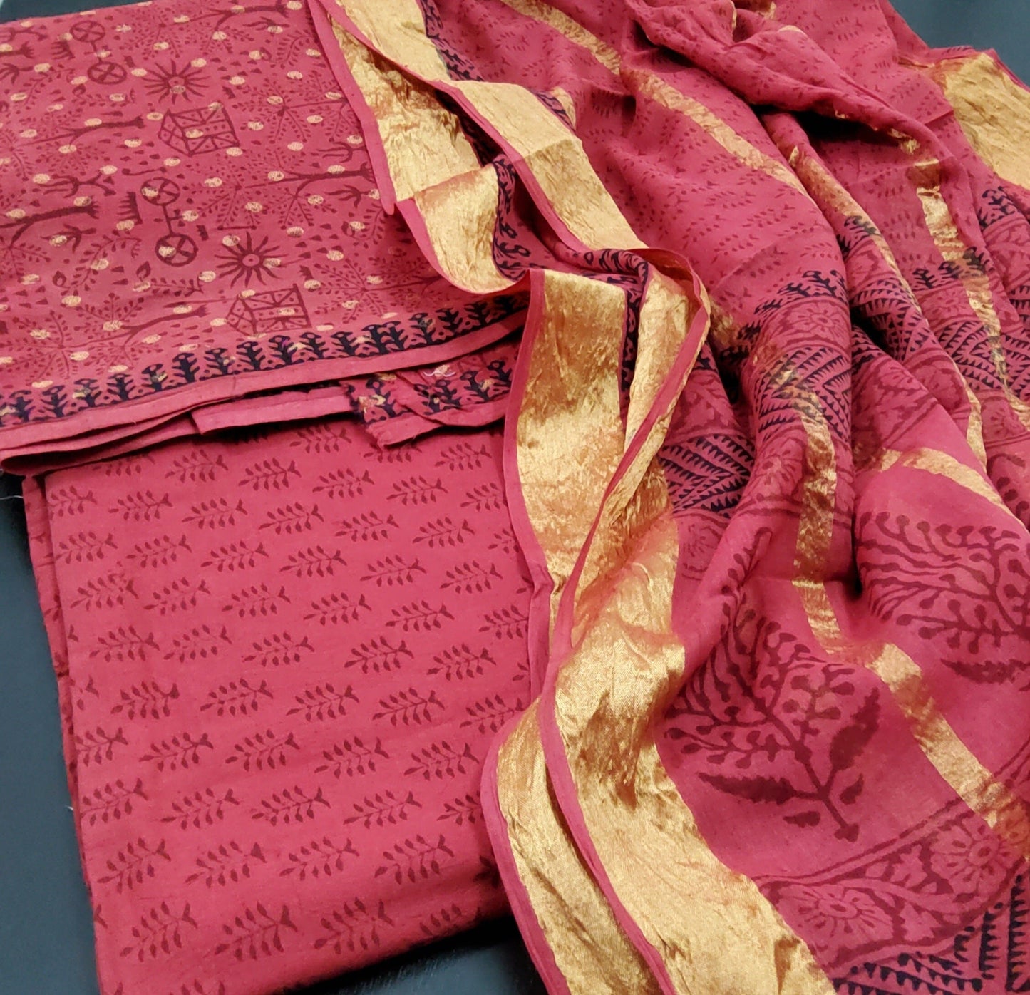 Bagh Print Cotton Dress Material